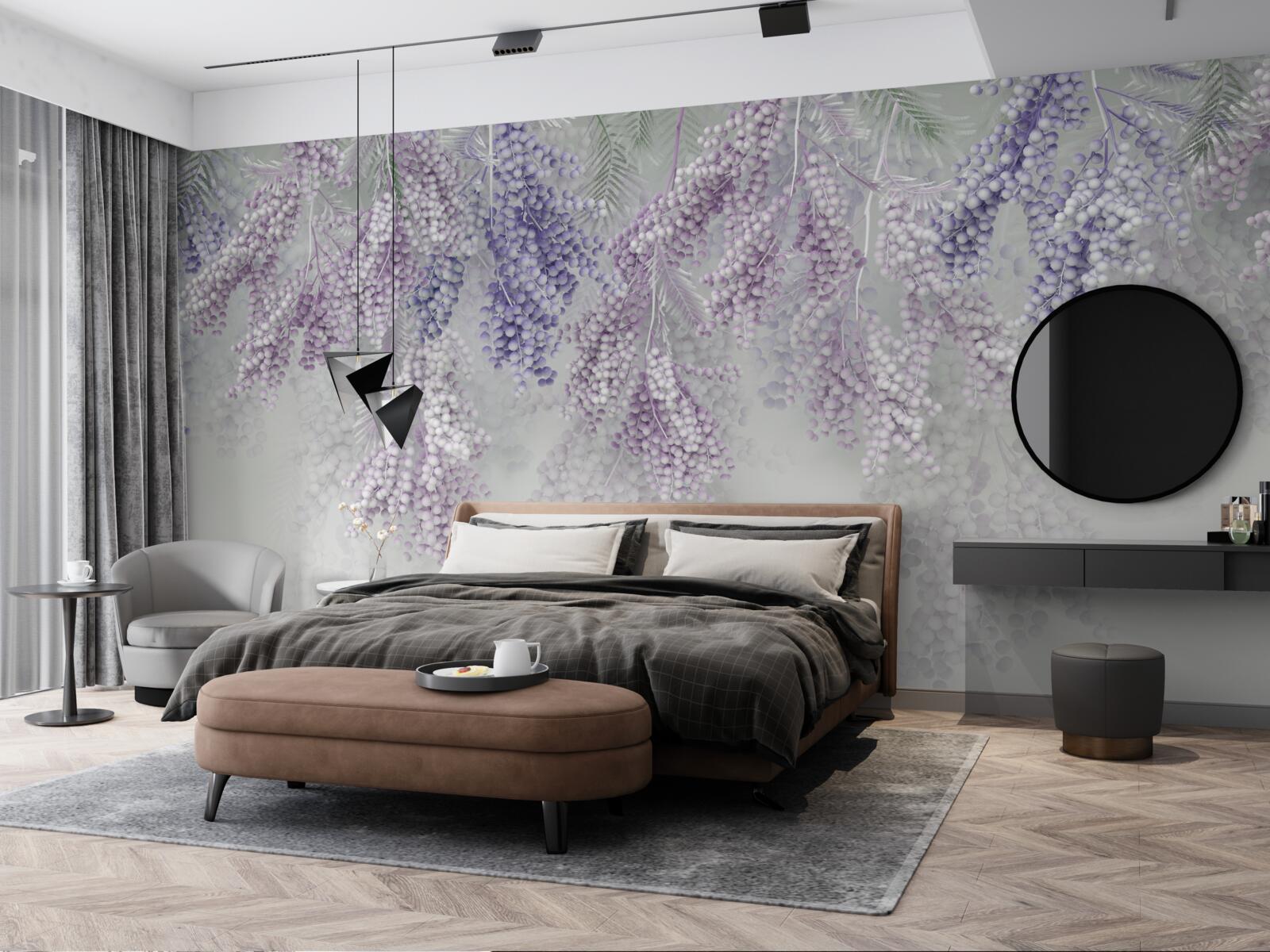 Фотошпалери тонкі пагони з рясним листям