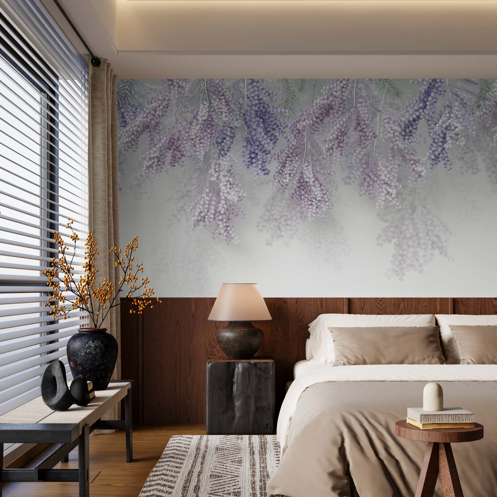 Фотошпалери тонкі пагони з рясним листям