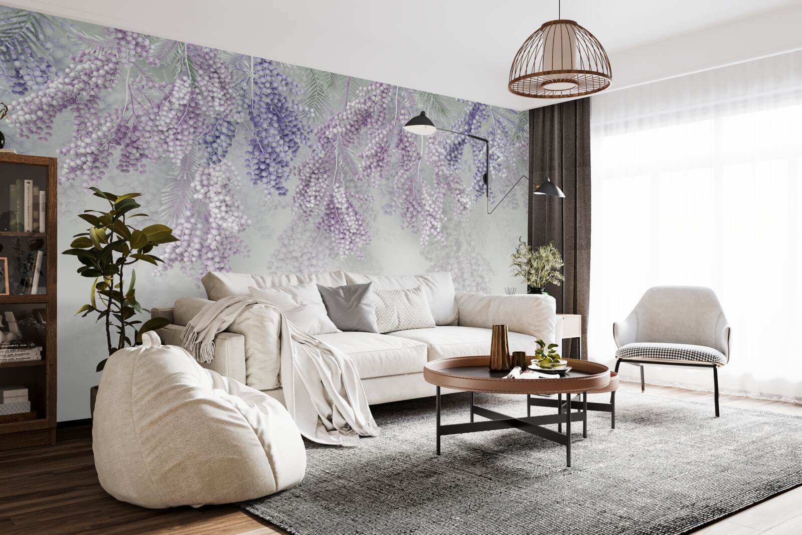 Фотошпалери тонкі пагони з рясним листям