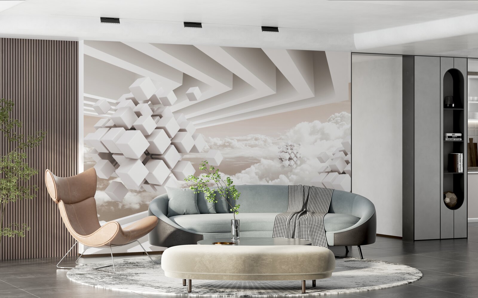 Фотошпалери 3d хмари на яскравій поверхні