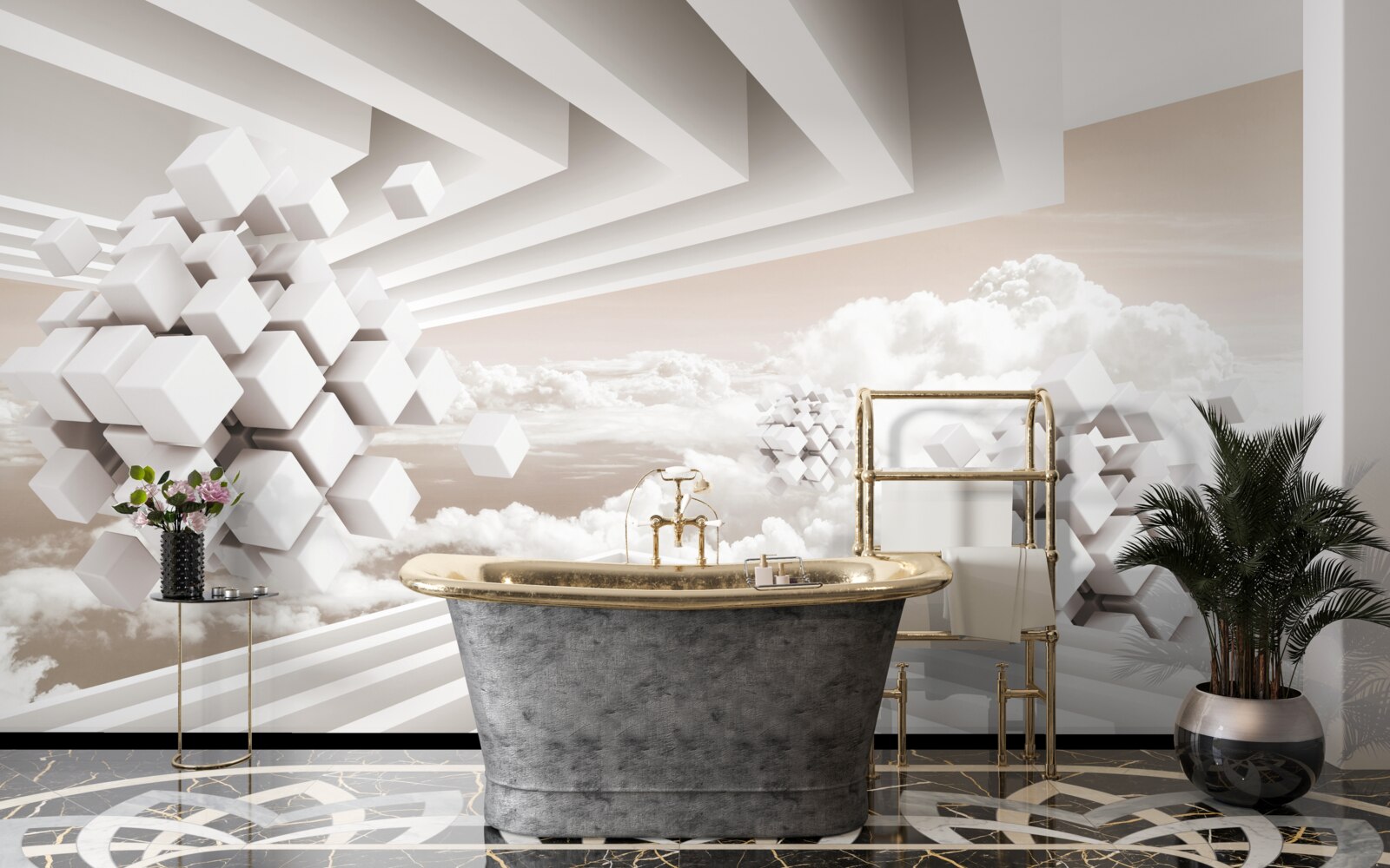 Фотошпалери 3d хмари на яскравій поверхні