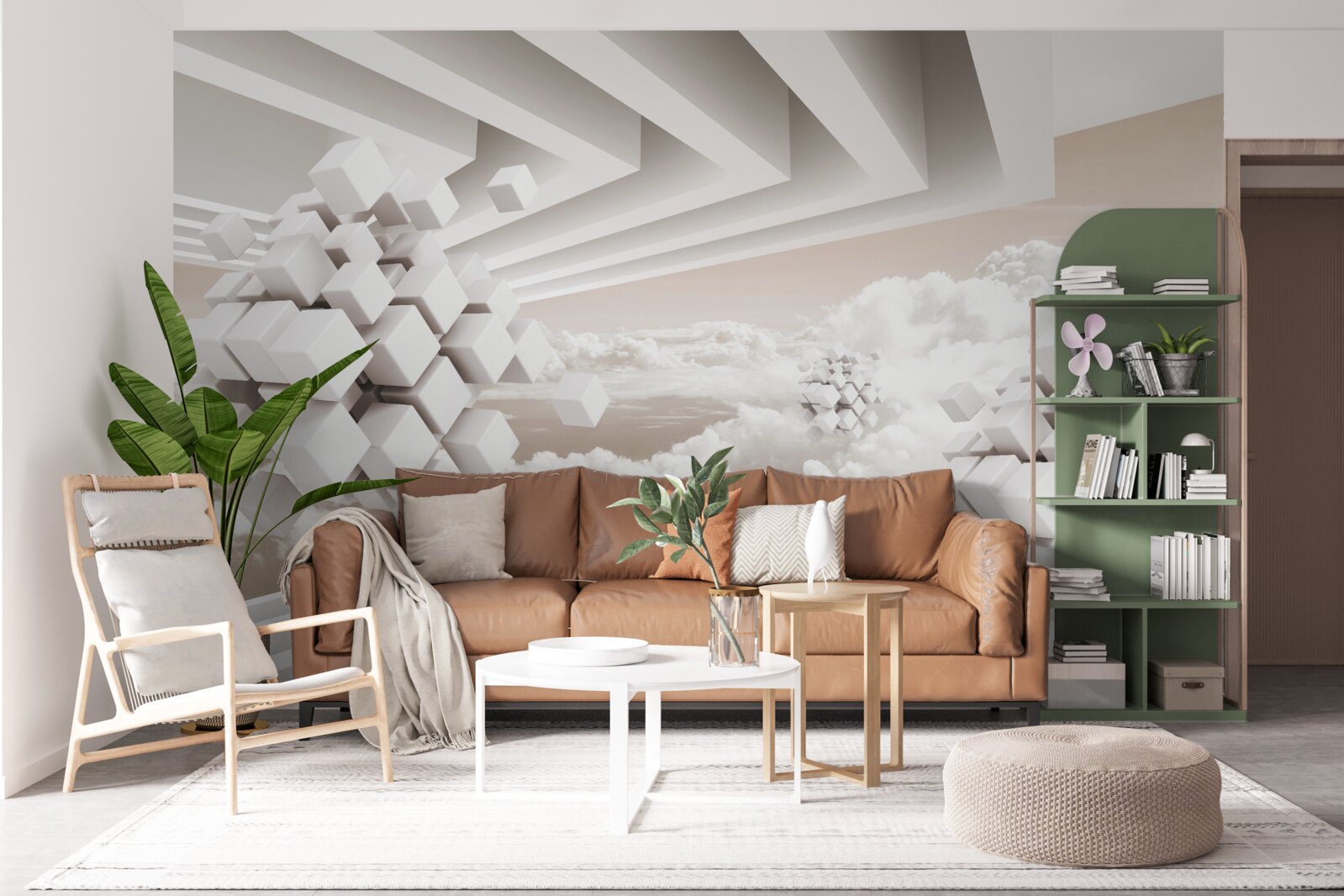 Фотошпалери 3d хмари на яскравій поверхні