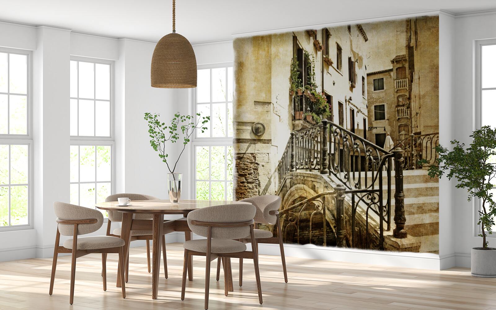 Фотошпалери зруйнований міст через канал