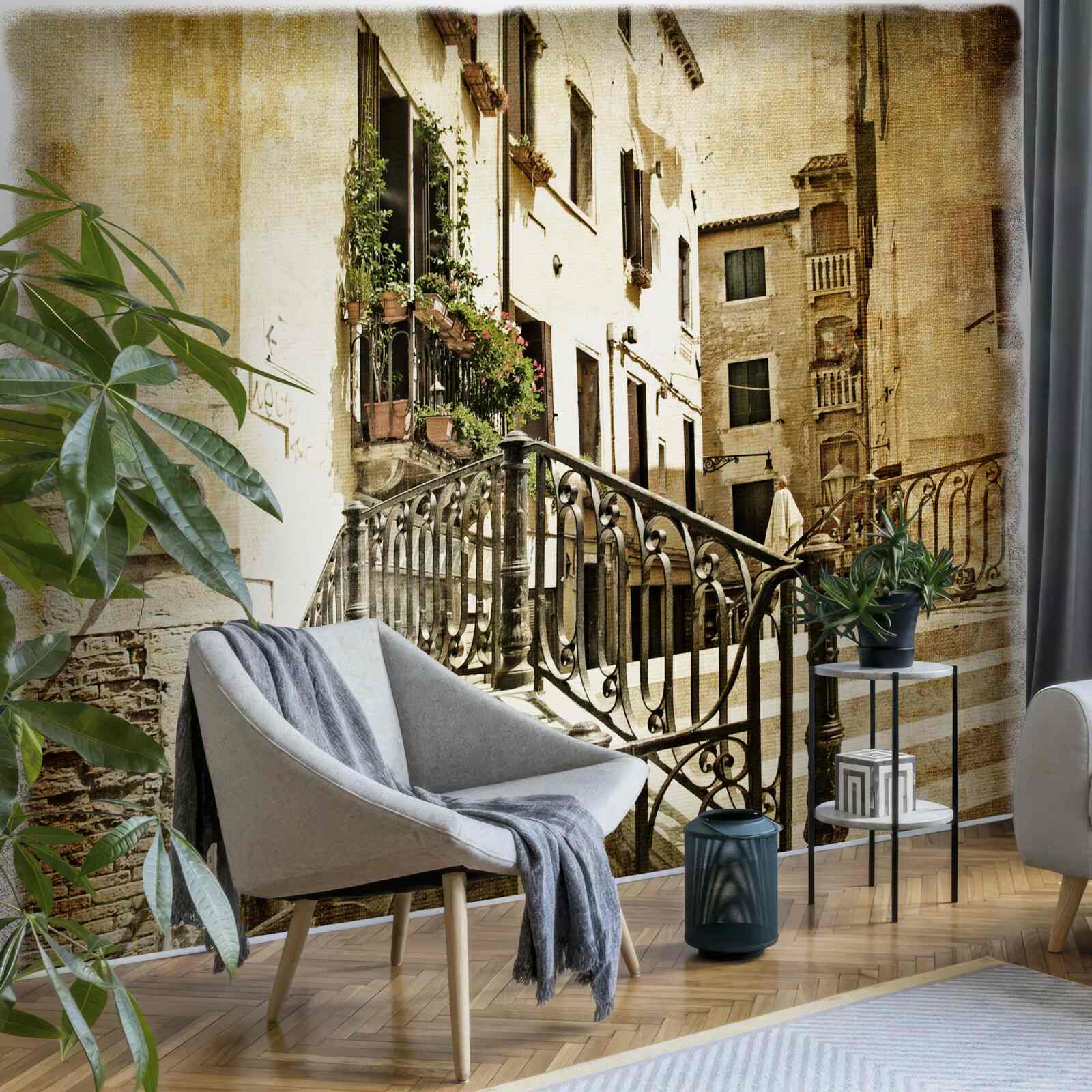 Фотошпалери зруйнований міст через канал