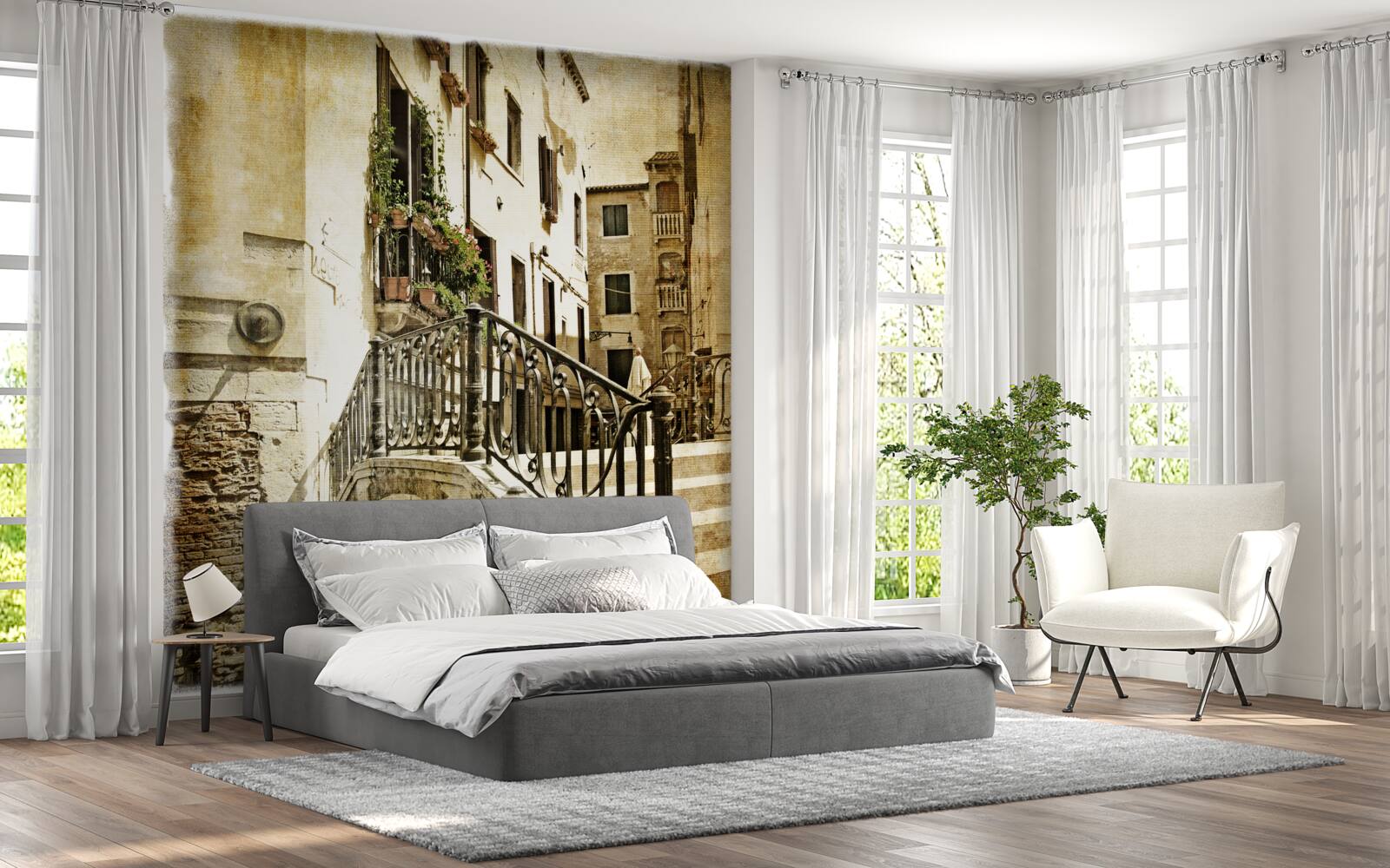 Фотошпалери зруйнований міст через канал