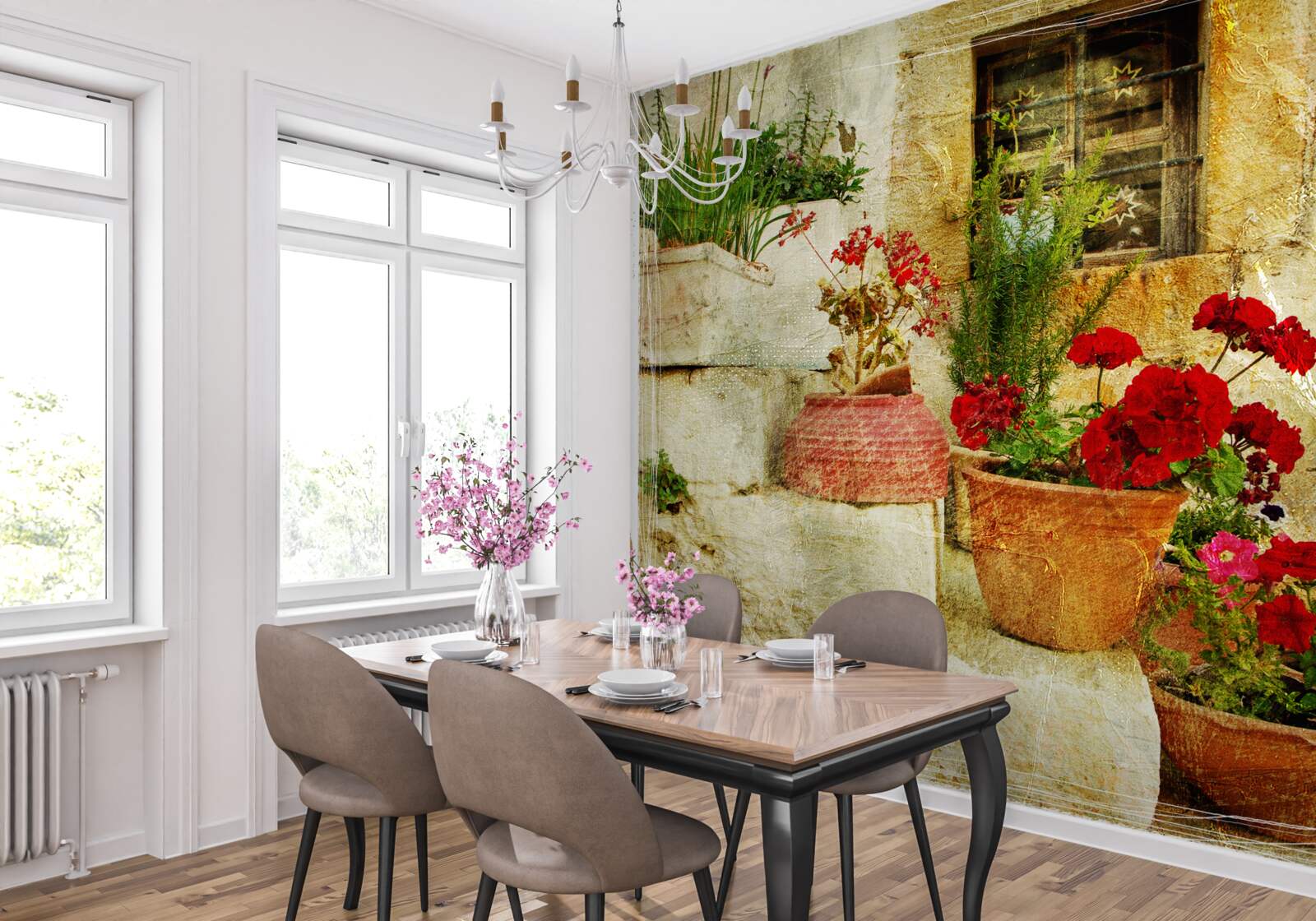 Фотошпалери вазони на кам'яних сходах