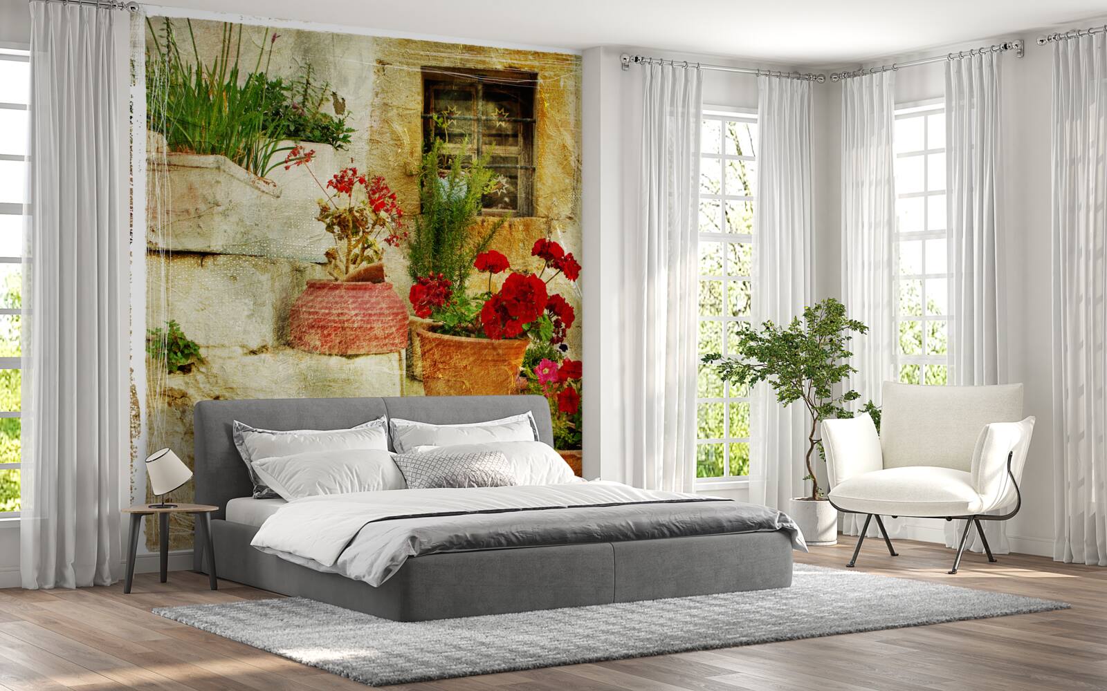 Фотошпалери вазони на кам'яних сходах