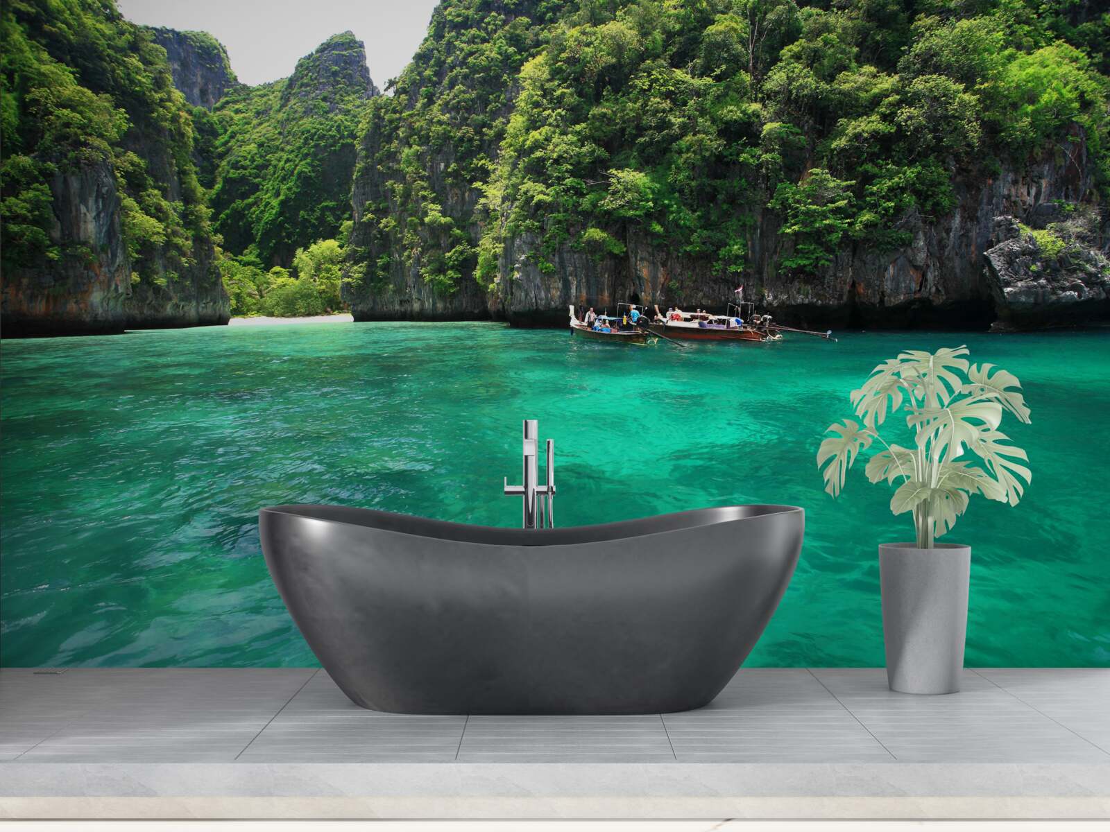 Фотошпалери бірюзові води та смарагдові гірські острови