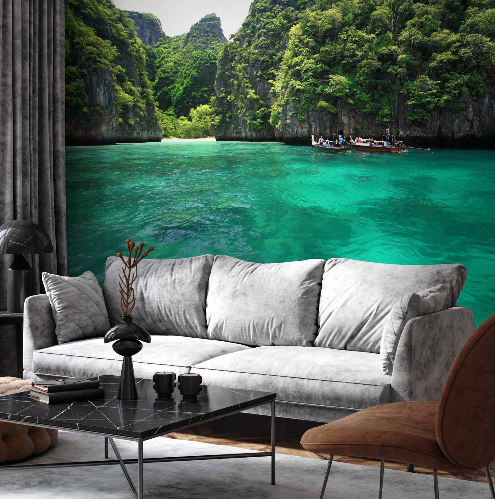 Фотошпалери бірюзові води та смарагдові гірські острови