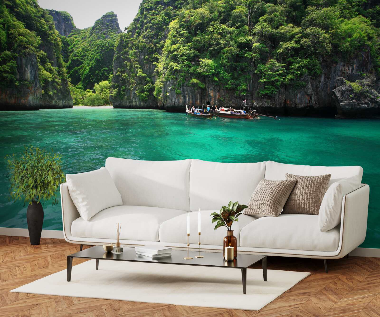 Фотошпалери бірюзові води та смарагдові гірські острови