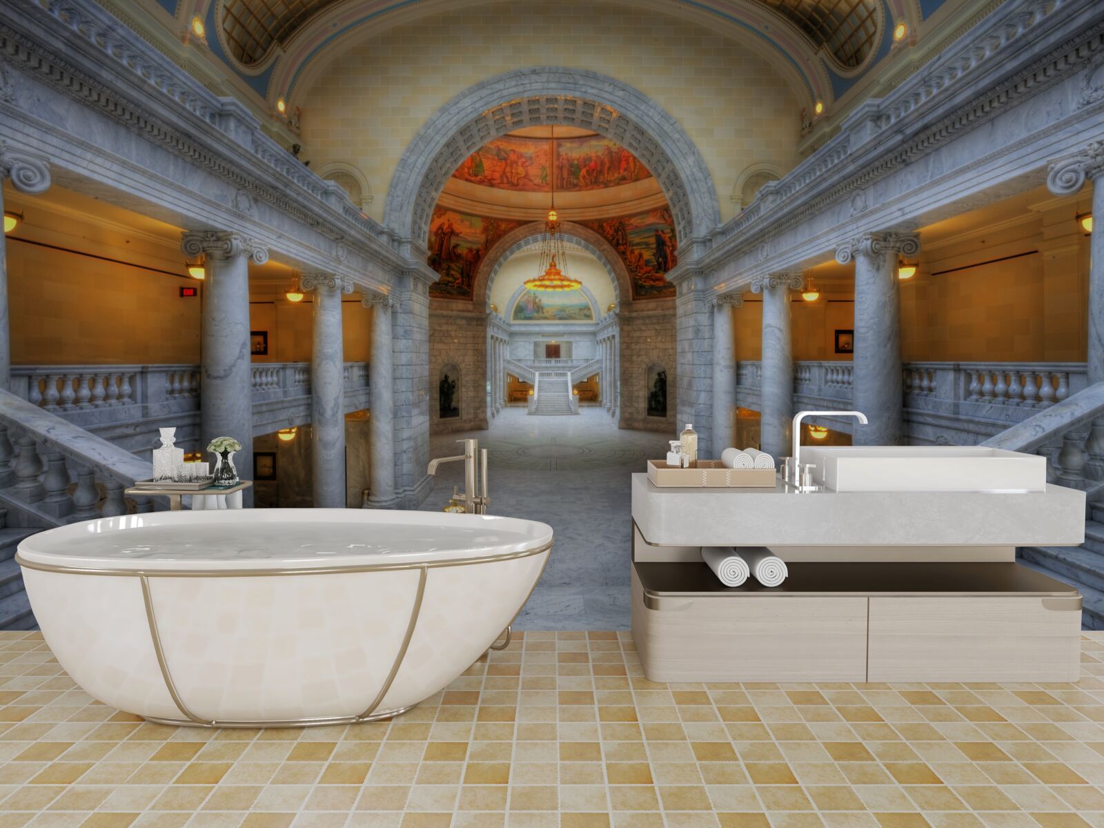 Фотошпалери серія сходів з вигнутими маршами