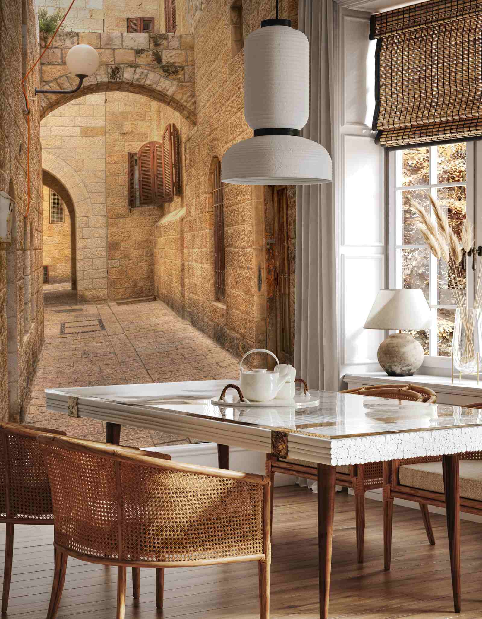 Фотошпалери кам'яна арка в історичній частині міста