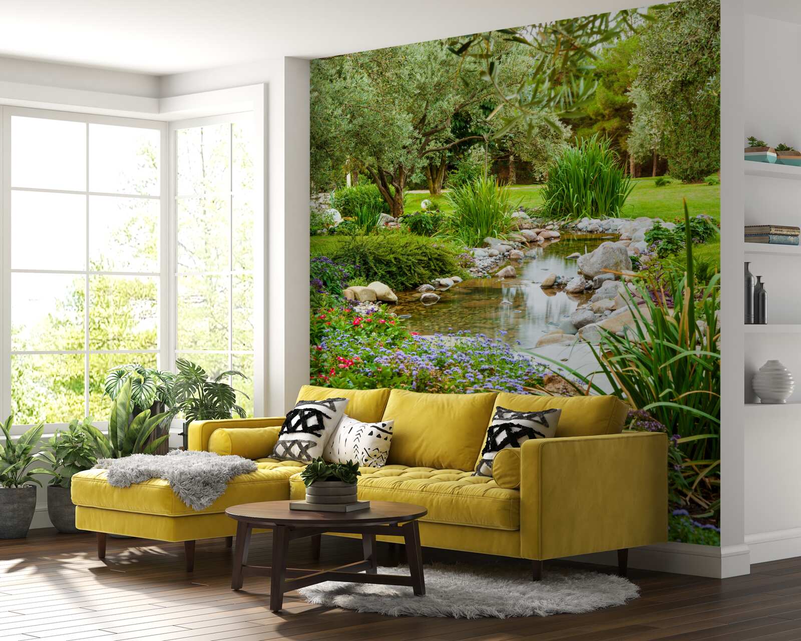 Фотошпалери спокійний струмок на смарагдовому лузі