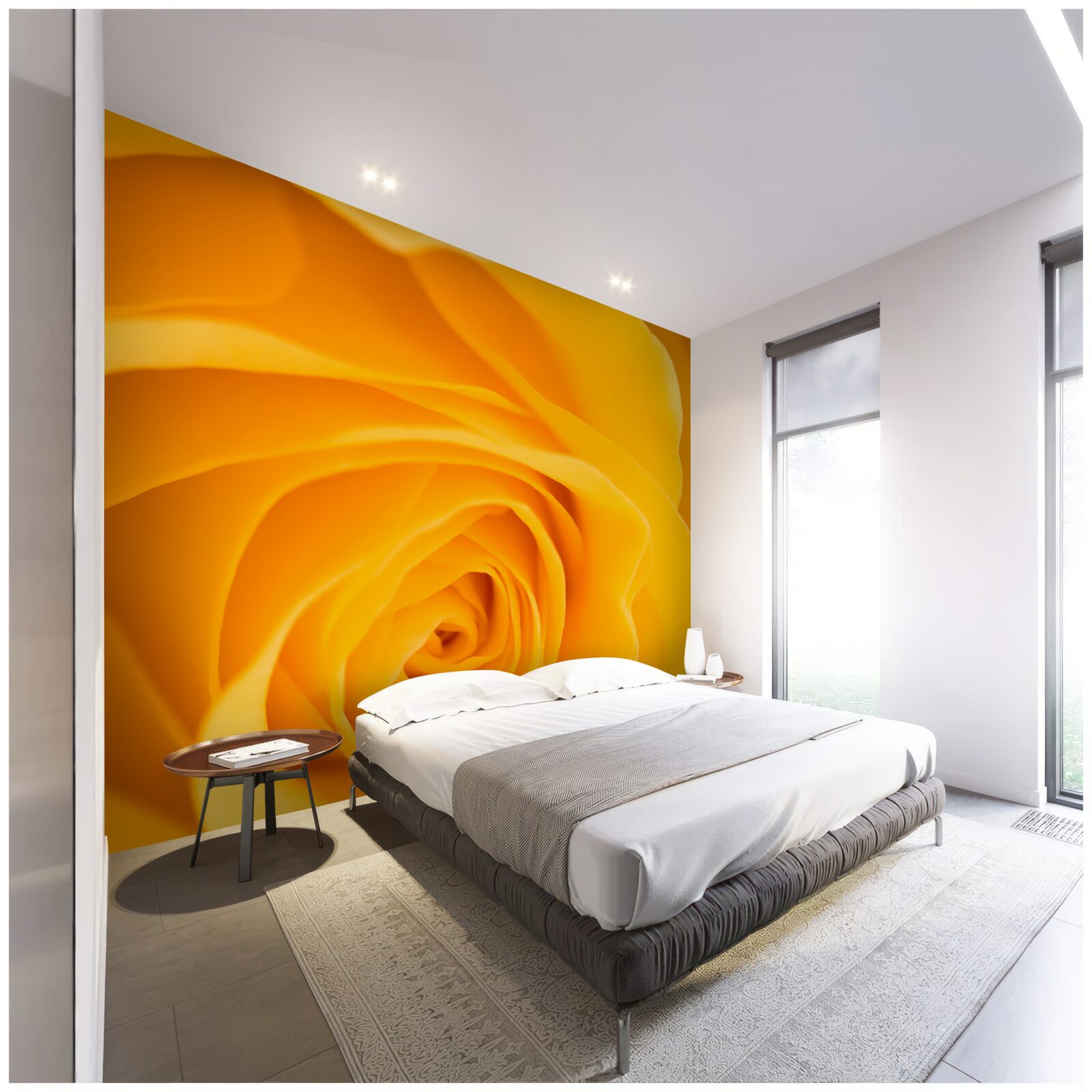 Фотошпалери пишна квітка жовтої троянди