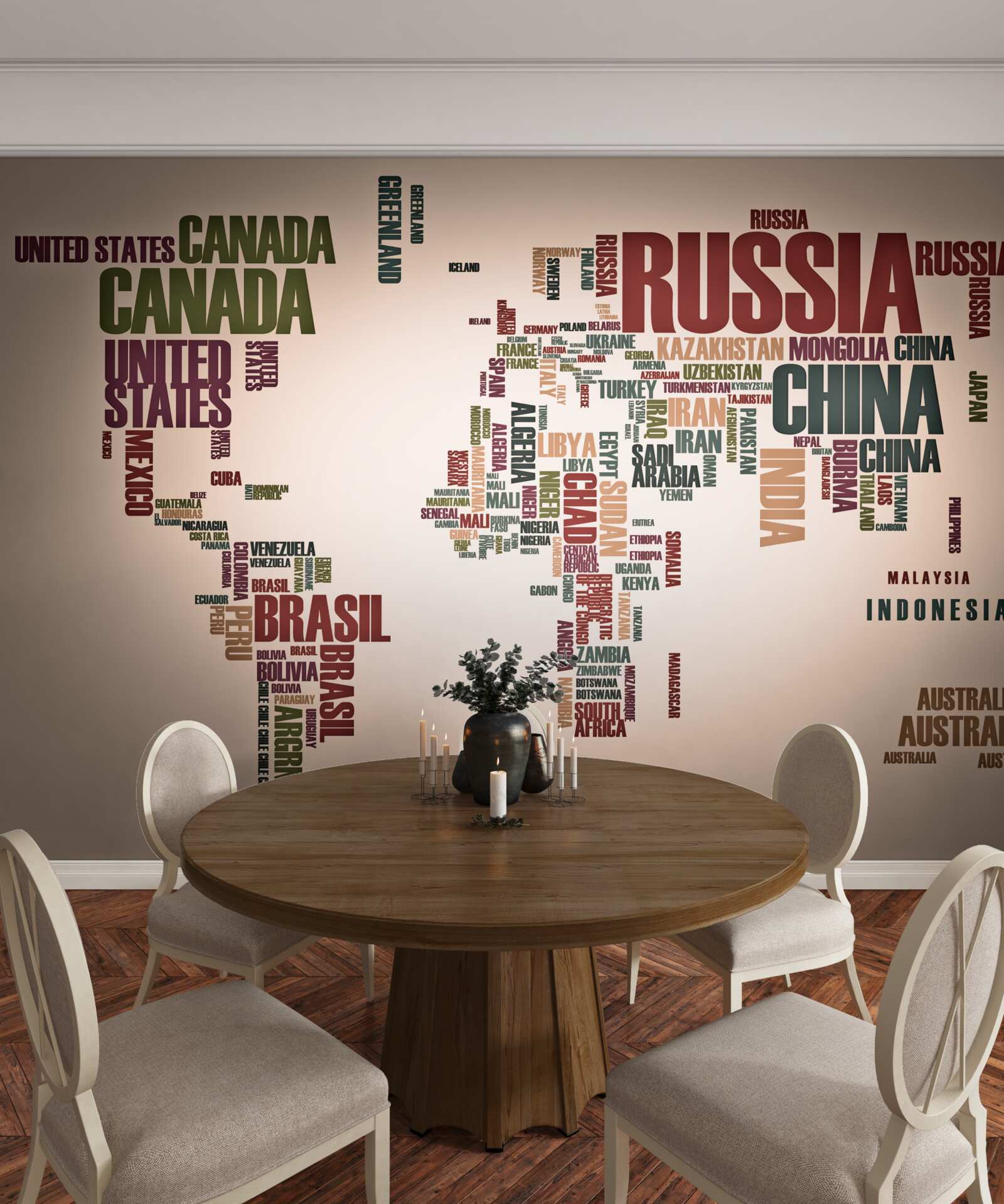 Фотошпалери карта світу з назвами країн