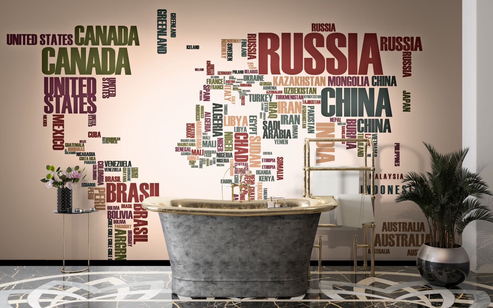 Фотошпалери карта світу з назвами країн