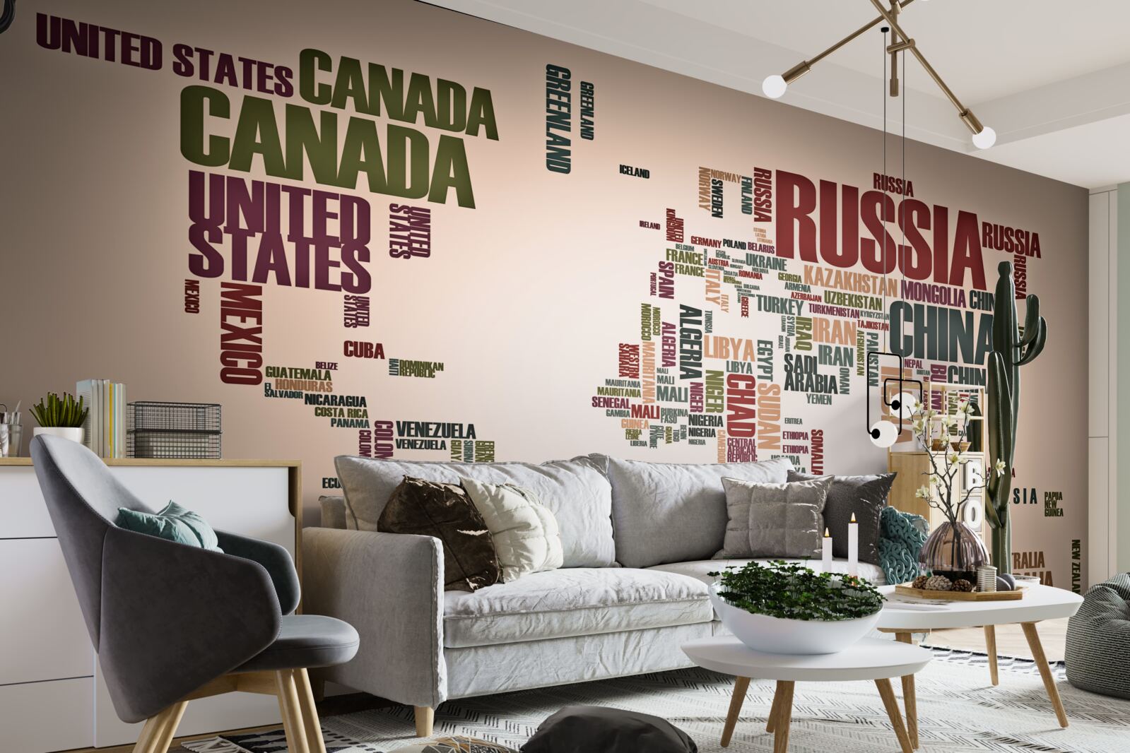 Фотошпалери карта світу з назвами країн