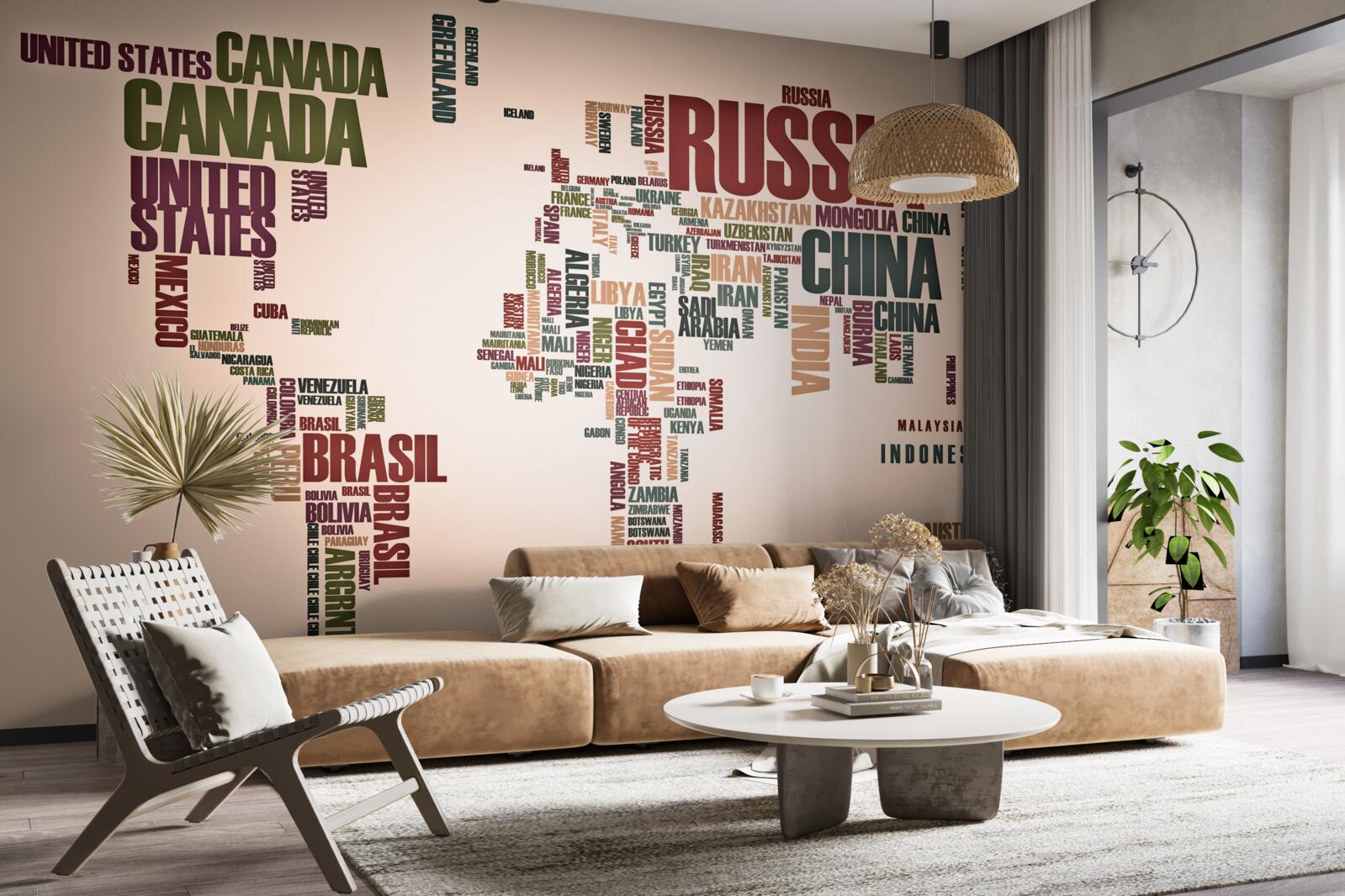 Фотошпалери карта світу з назвами країн