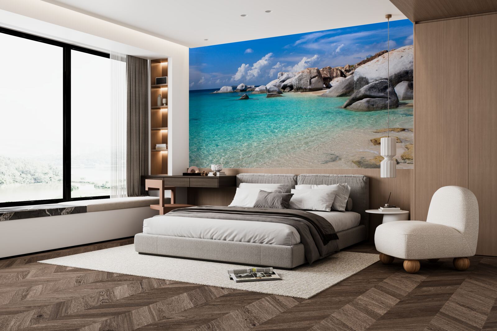 Фотошпалери блакитні води океану та піщаний берег