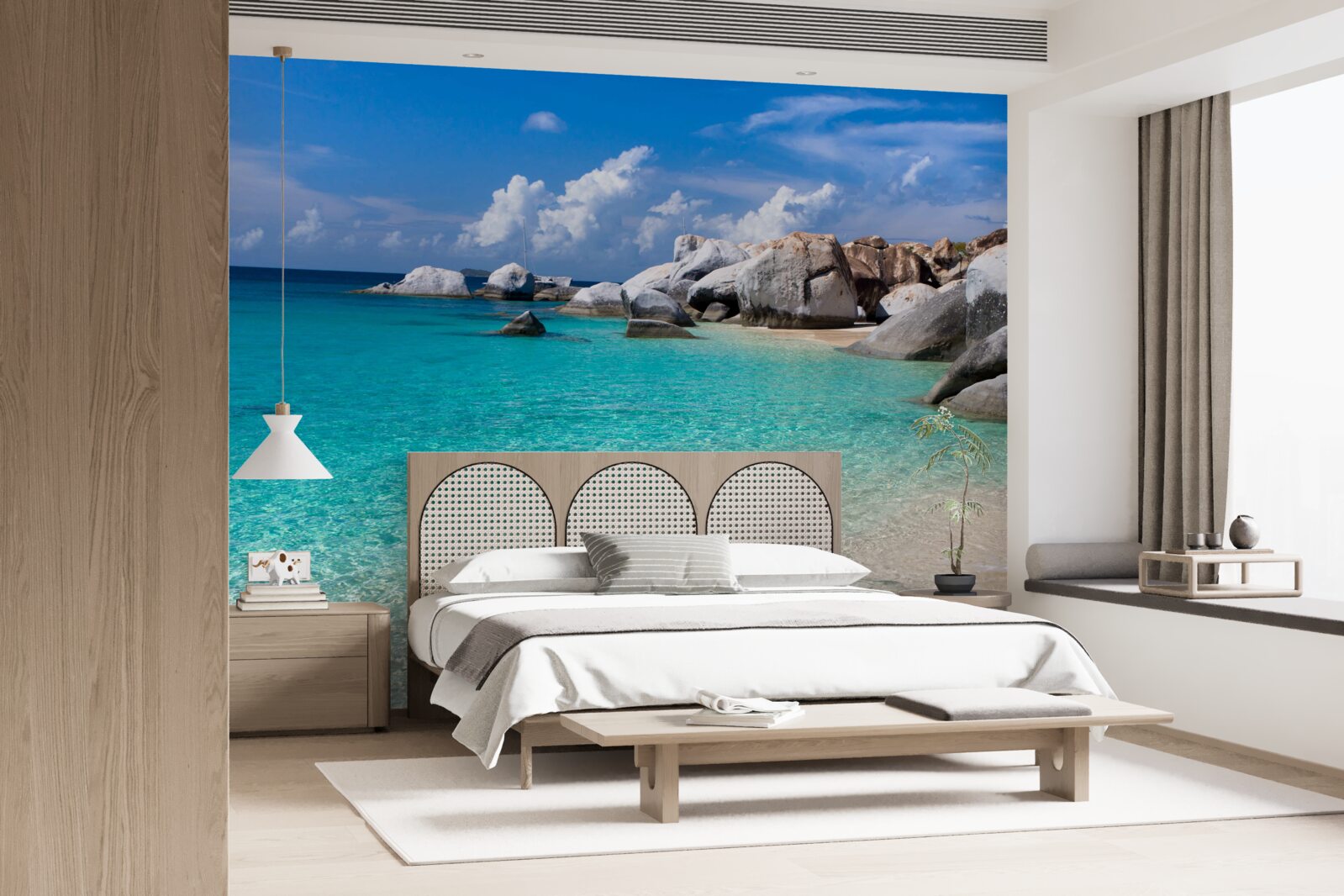 Фотошпалери блакитні води океану та піщаний берег