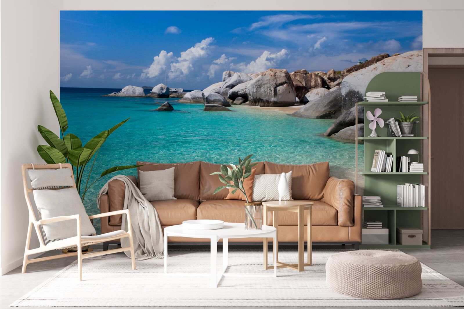 Фотошпалери блакитні води океану та піщаний берег