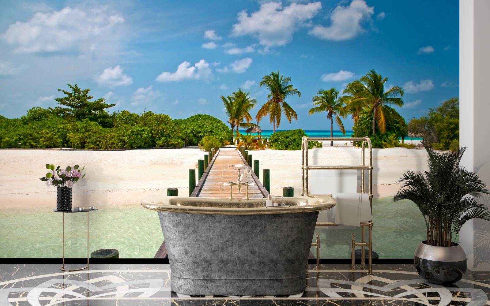 Фотошпалери дерев'яний пірс на тропічному березі