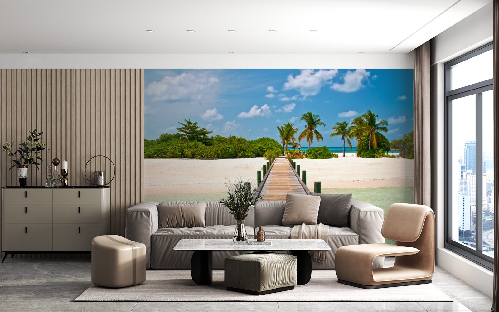 Фотошпалери дерев'яний пірс на тропічному березі