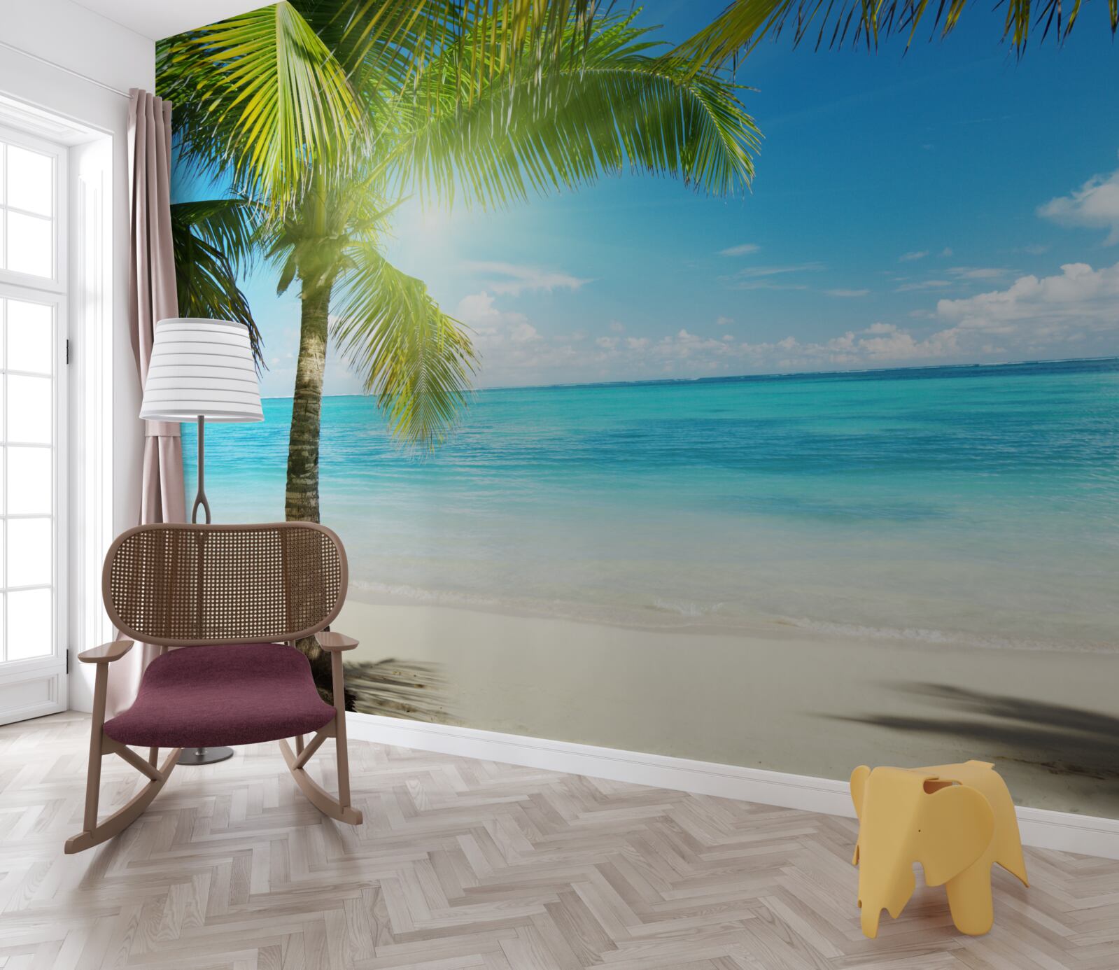 Фотошпалери тихий екзотичний пляж, прикрашений пальмами