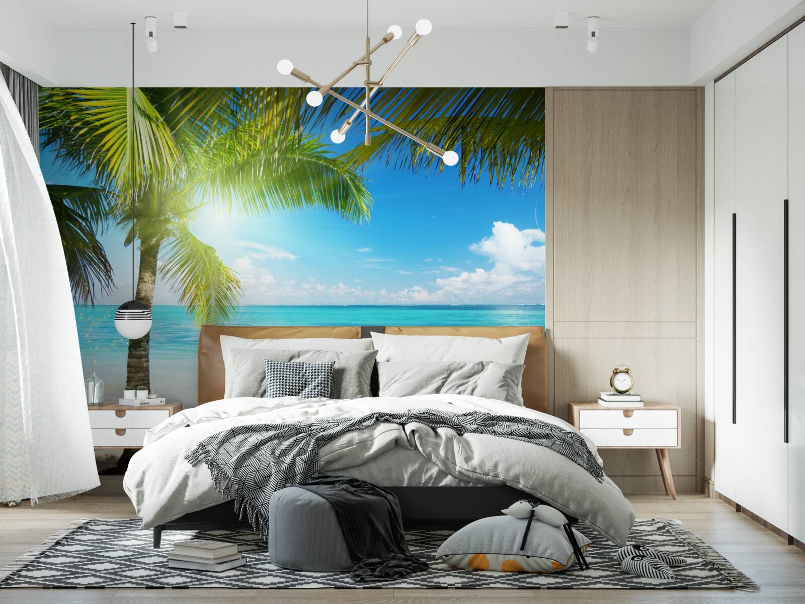 Фотошпалери тихий екзотичний пляж, прикрашений пальмами