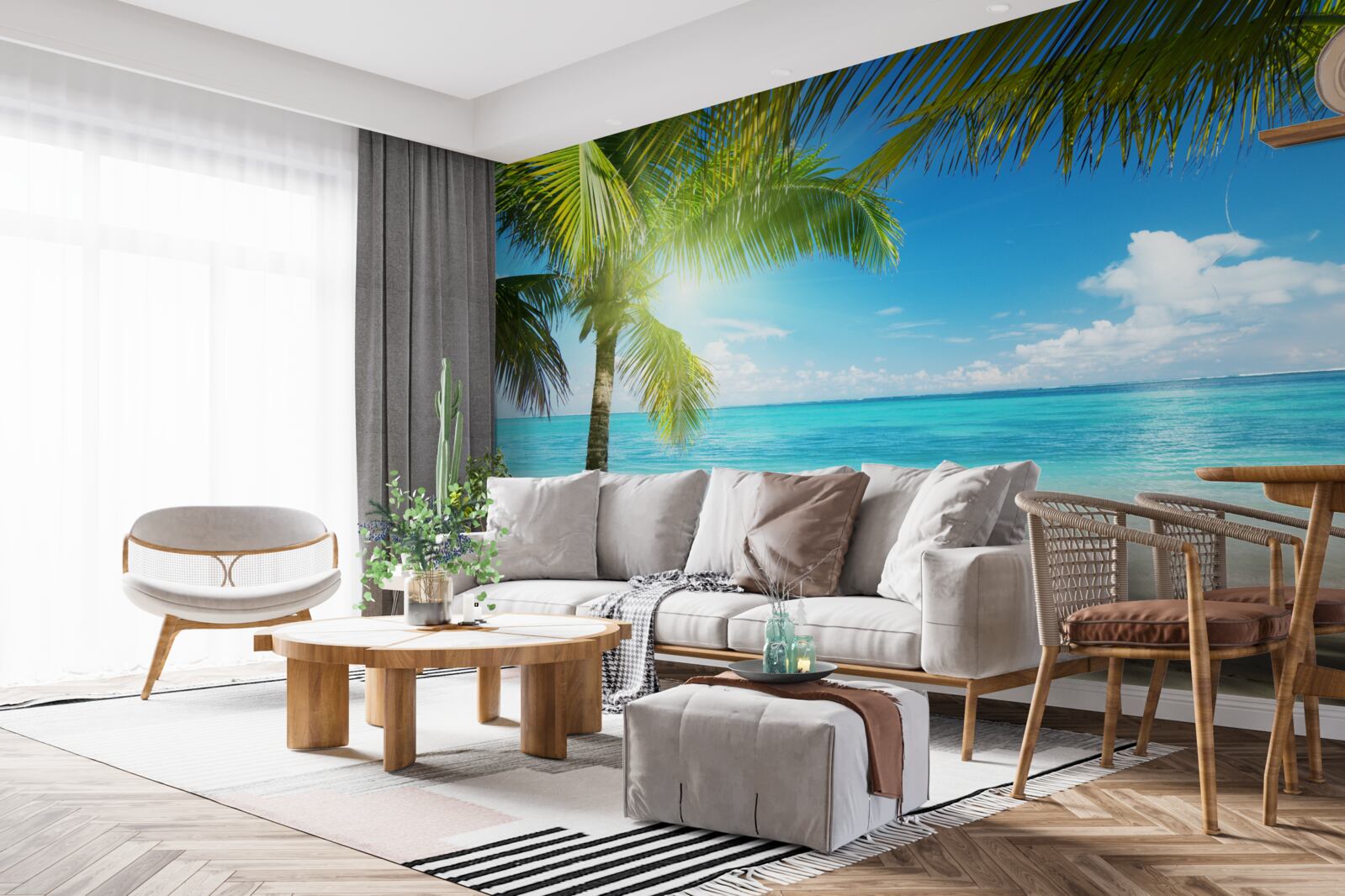 Фотошпалери тихий екзотичний пляж, прикрашений пальмами