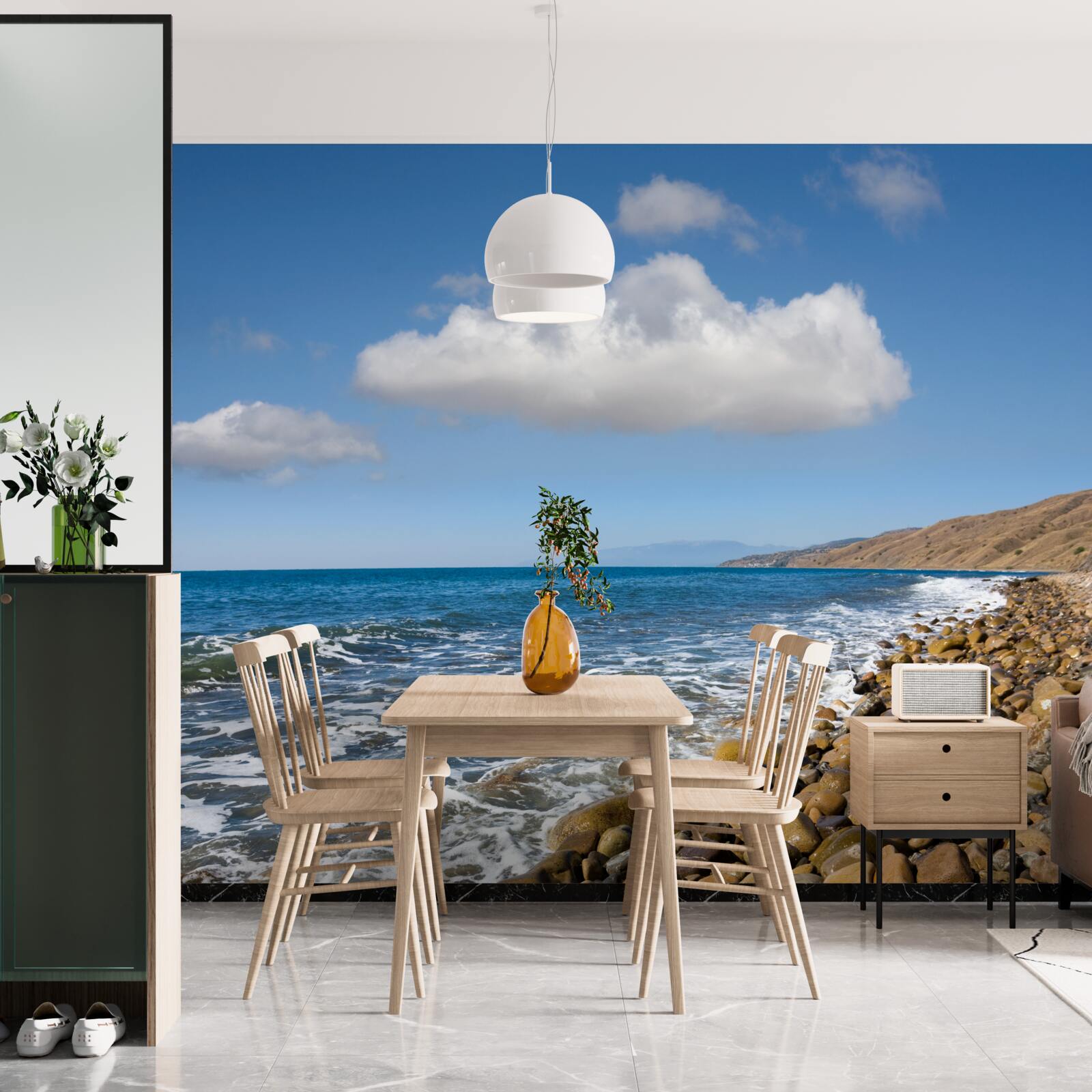 Фотошпалери бурхливі води зі скелястого берега