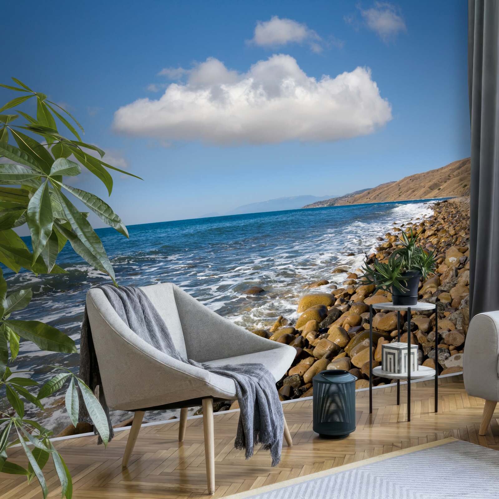 Фотошпалери бурхливі води зі скелястого берега