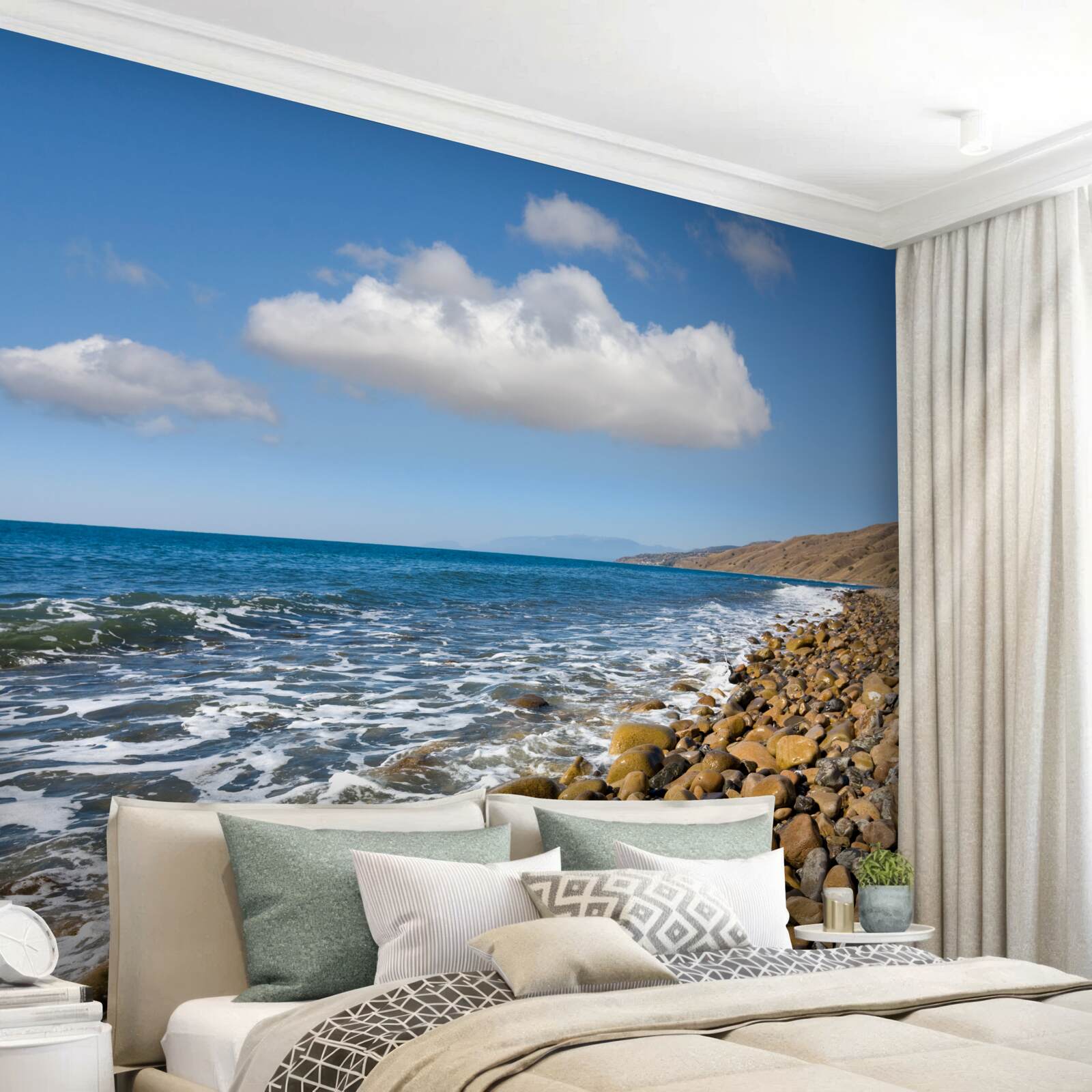 Фотошпалери бурхливі води зі скелястого берега