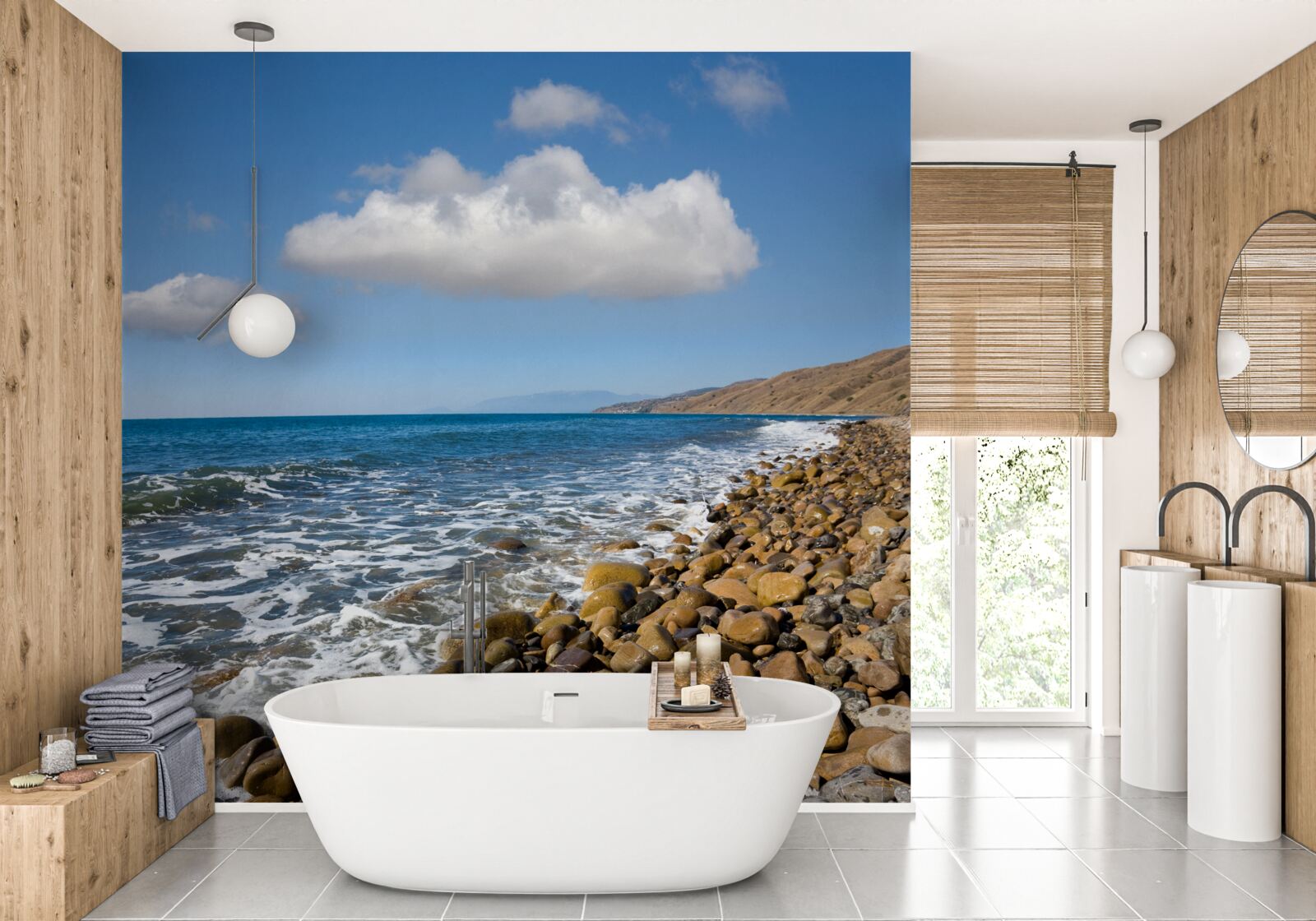 Фотошпалери бурхливі води зі скелястого берега