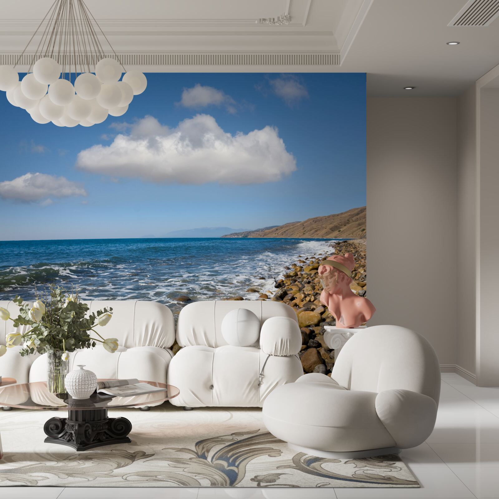 Фотошпалери бурхливі води зі скелястого берега