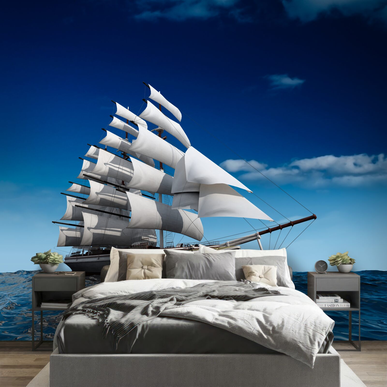 Фотошпалери корабель з вітрилом на спокійній воді