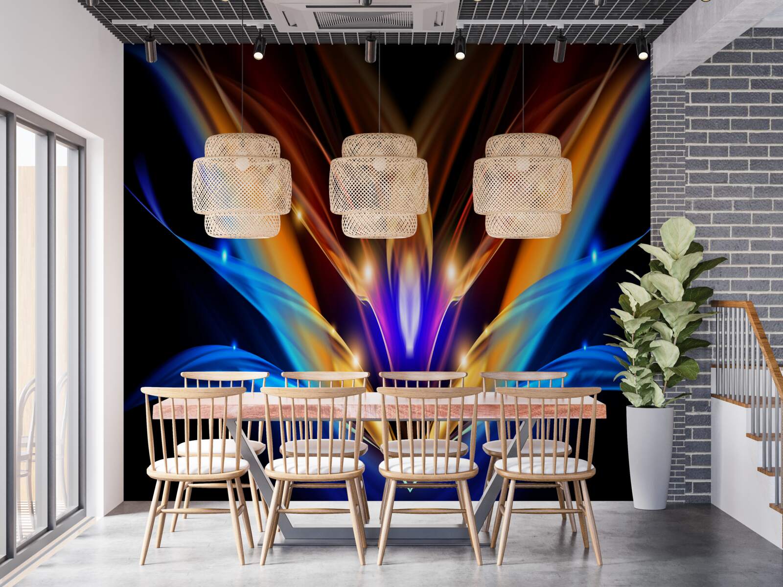 Фотошпалери лотос у темряві в абстрактному стилі