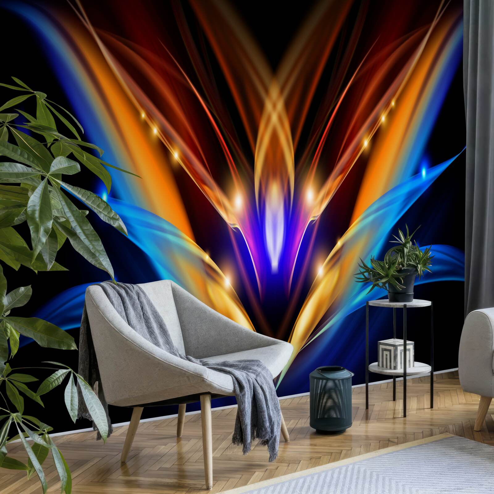 Фотошпалери лотос у темряві в абстрактному стилі