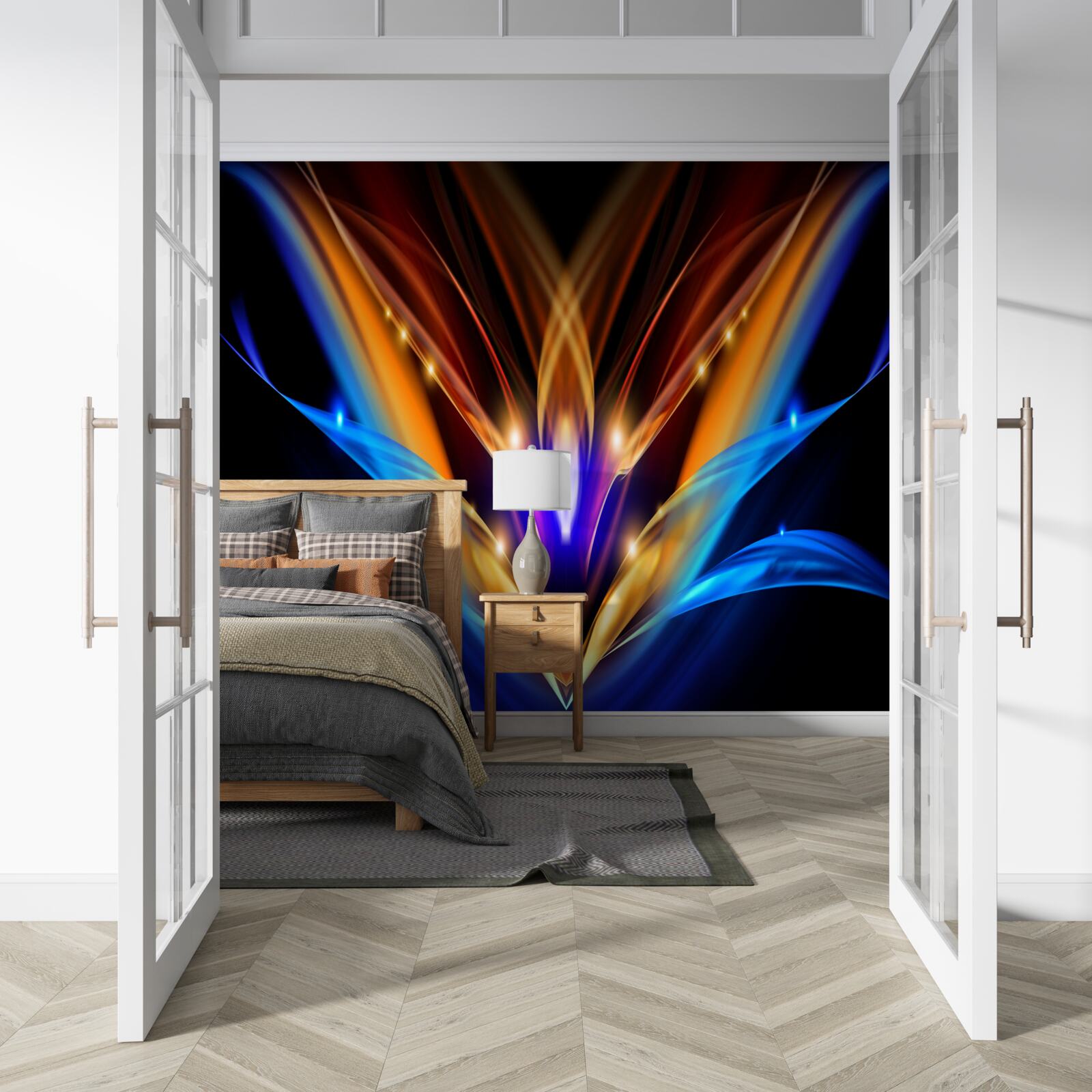 Фотошпалери лотос у темряві в абстрактному стилі