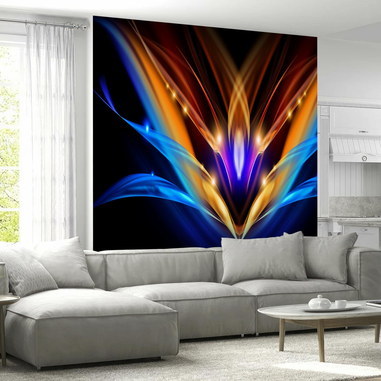 Фотошпалери лотос у темряві в абстрактному стилі