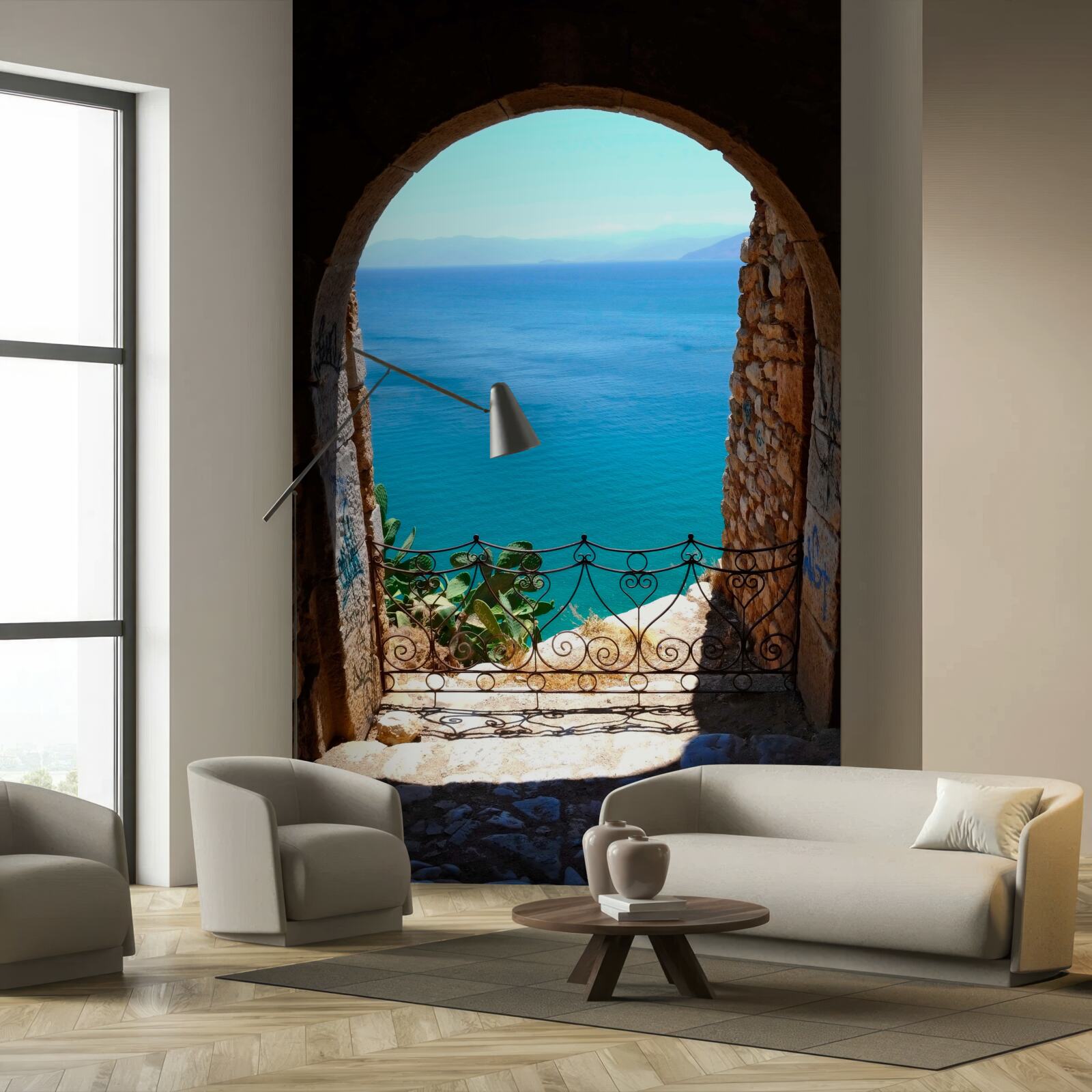 Фотошпалери кам'яна арка, що веде до моря