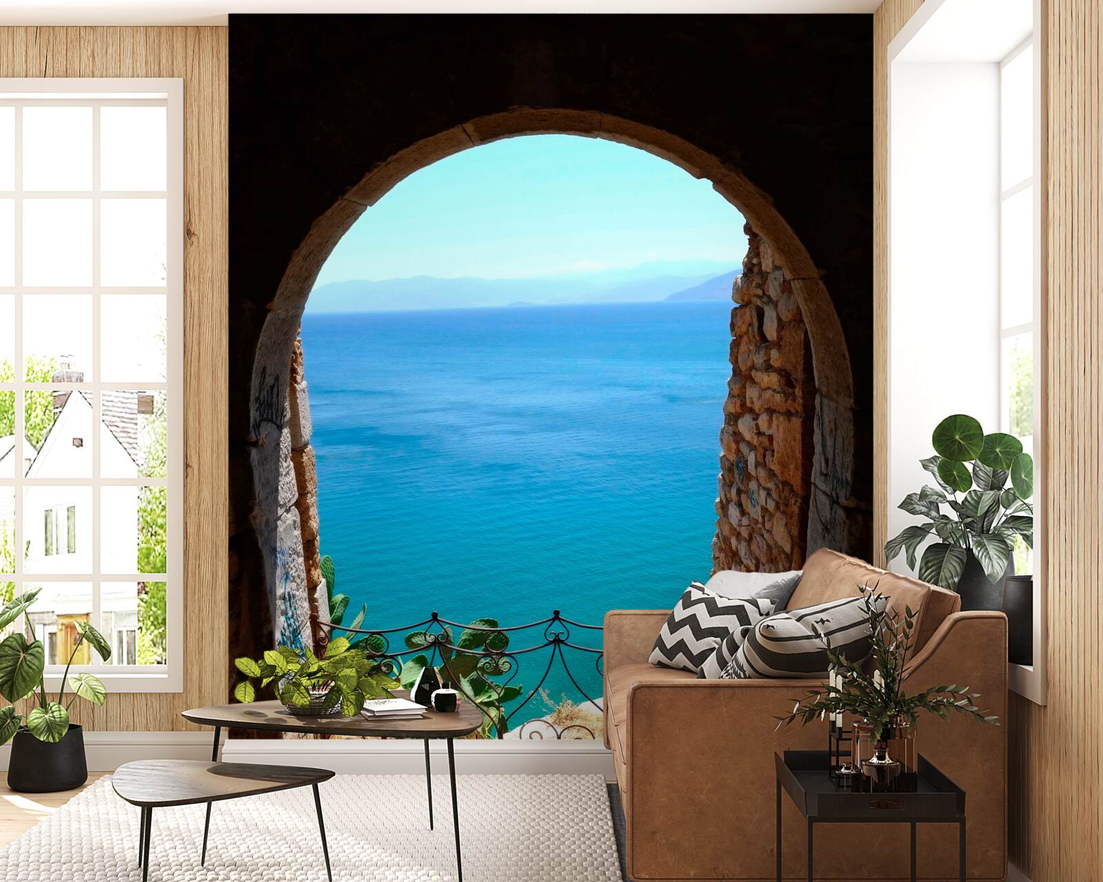 Фотошпалери кам'яна арка, що веде до моря