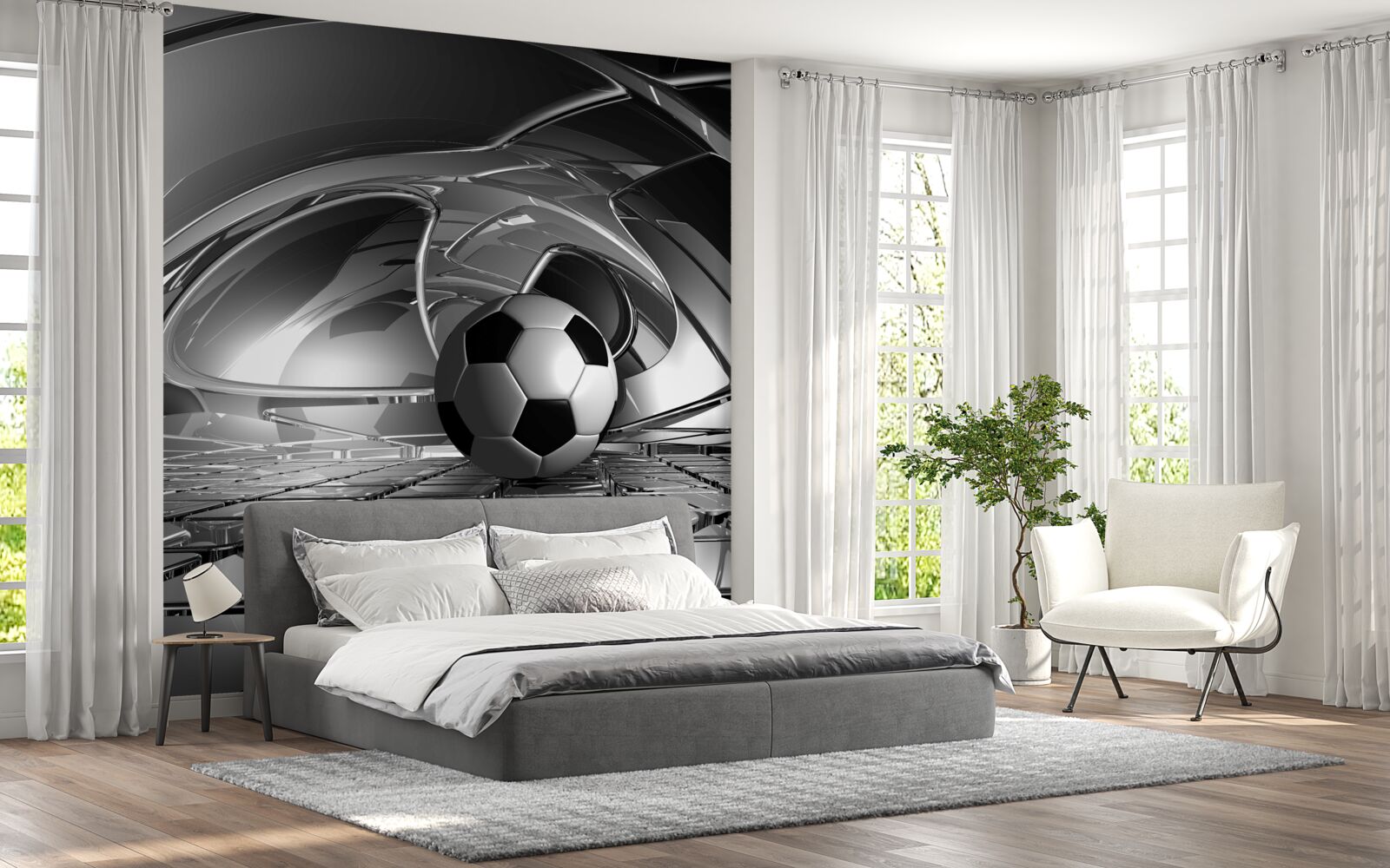 Фотошпалери футбол на скляній поверхні