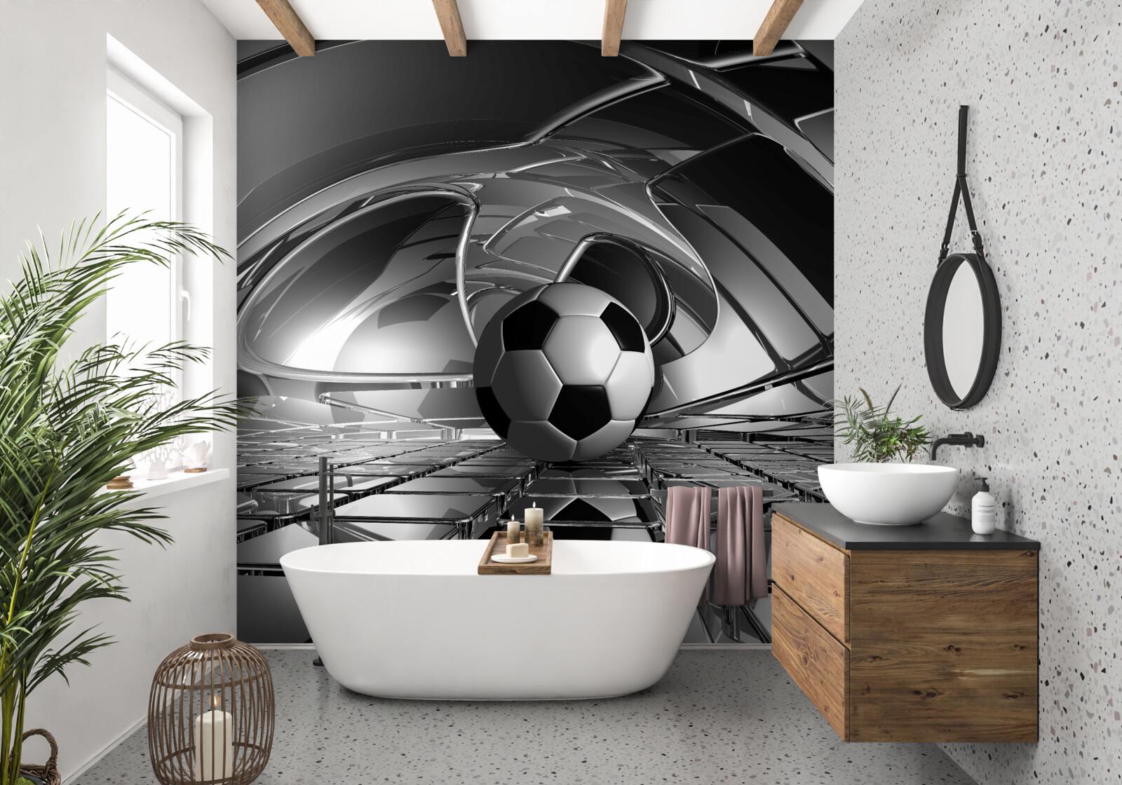 Фотошпалери футбол на скляній поверхні