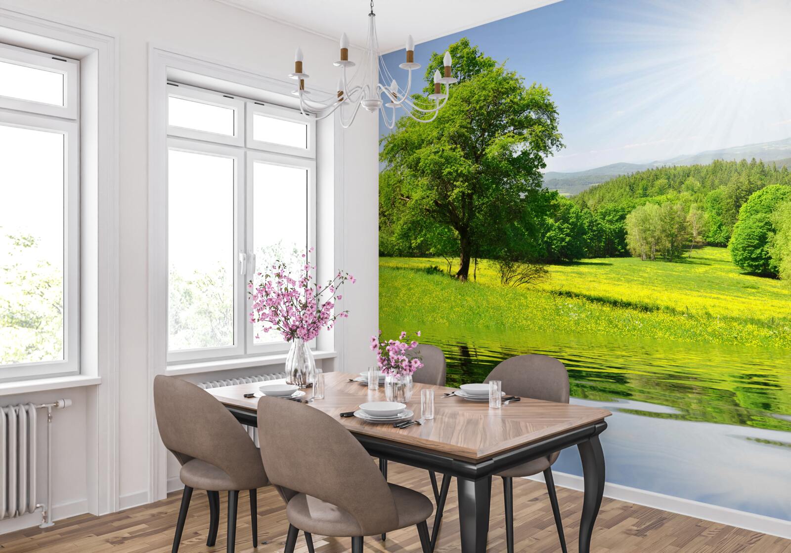 Фотошпалери яскравий день на сонячній галявині