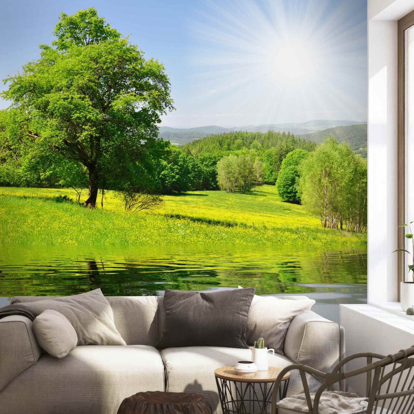 Фотошпалери яскравий день на сонячній галявині