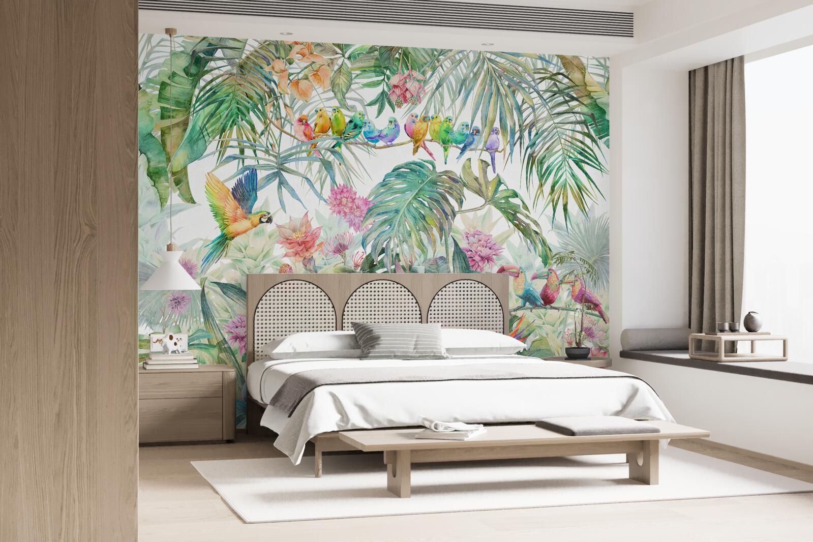 Фотошпалери птахи на екзотичних рослинах