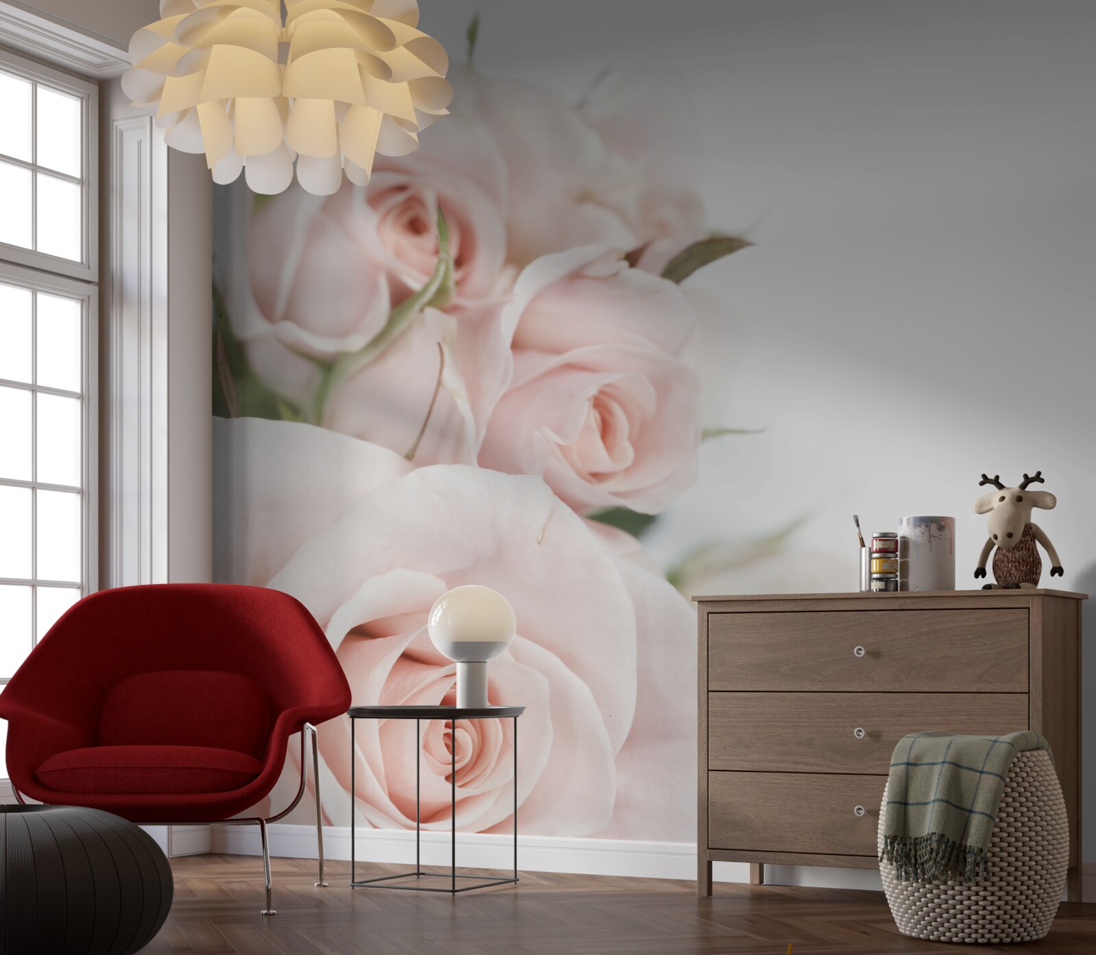 Фотошпалери букет ніжних троянд у світлих відтінках