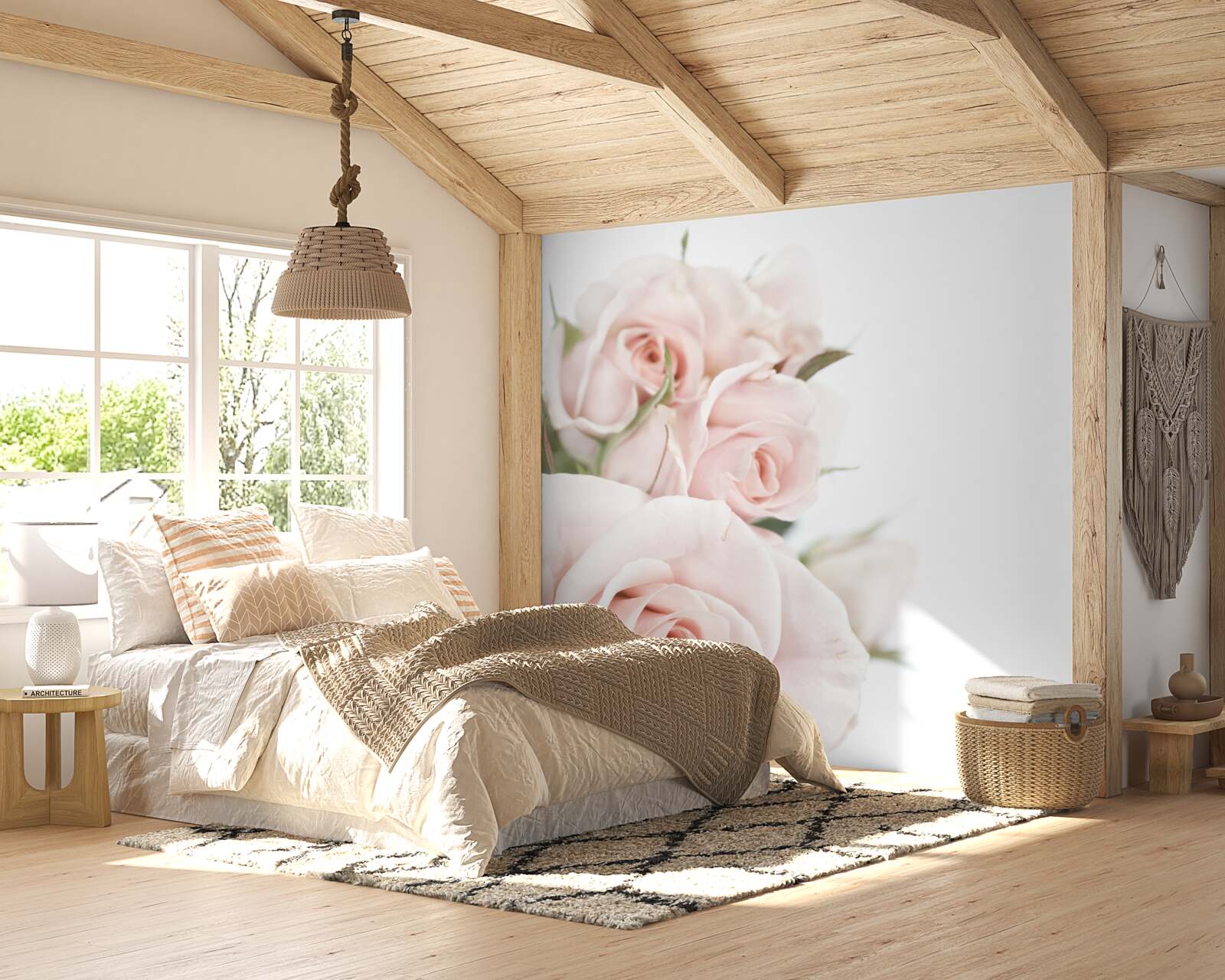 Фотошпалери букет ніжних троянд у світлих відтінках