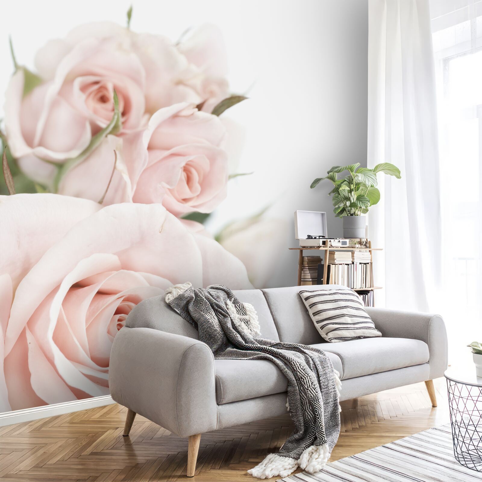 Фотошпалери букет ніжних троянд у світлих відтінках